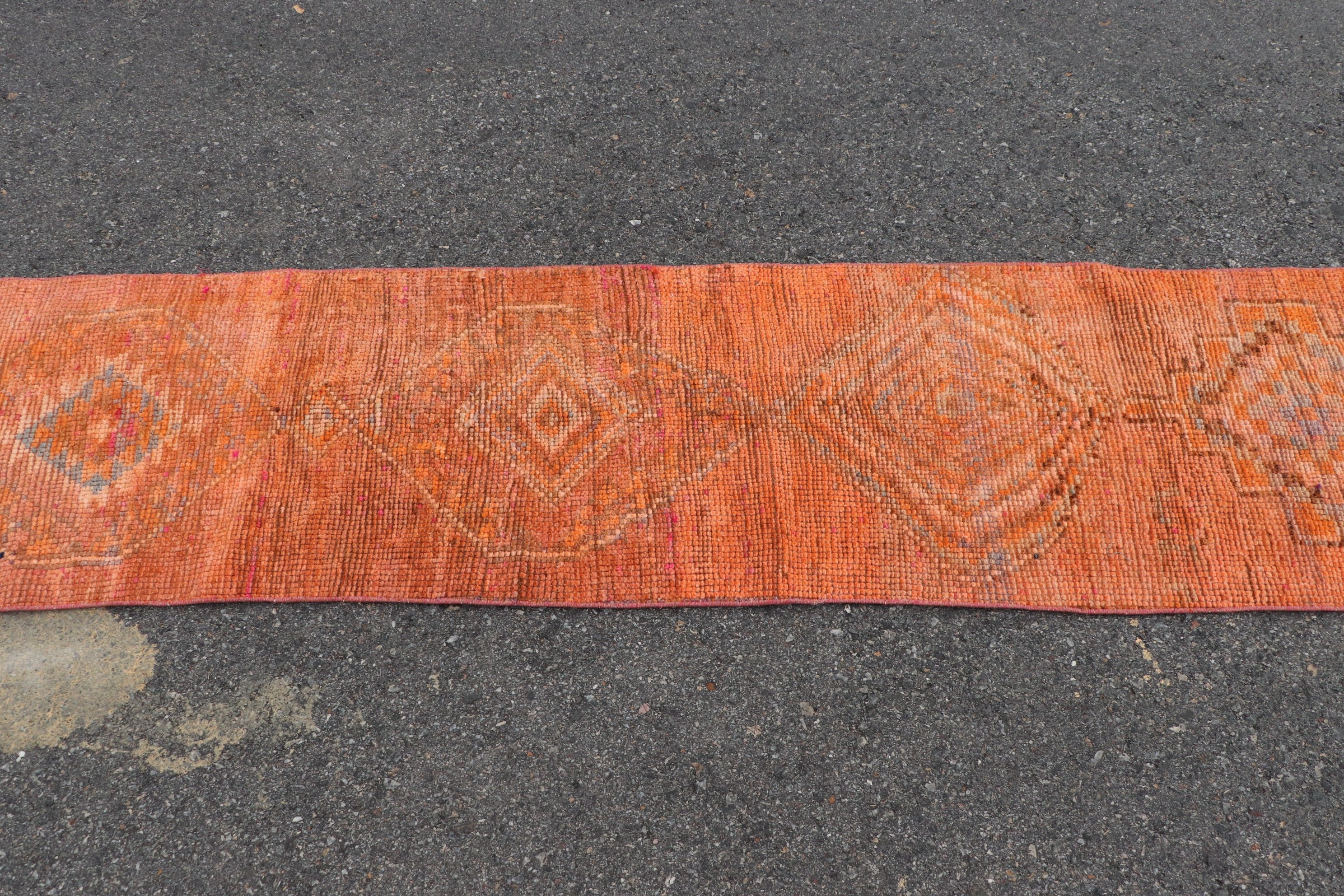 Orange Antique Rug, 1.9x8.8 ft Runner Rug, Vintage Rugs, Moroccan Rugs, Kitchen Rugs, Muted Rugs, Antique Rug, Turkish Rug, Rugs for Stair