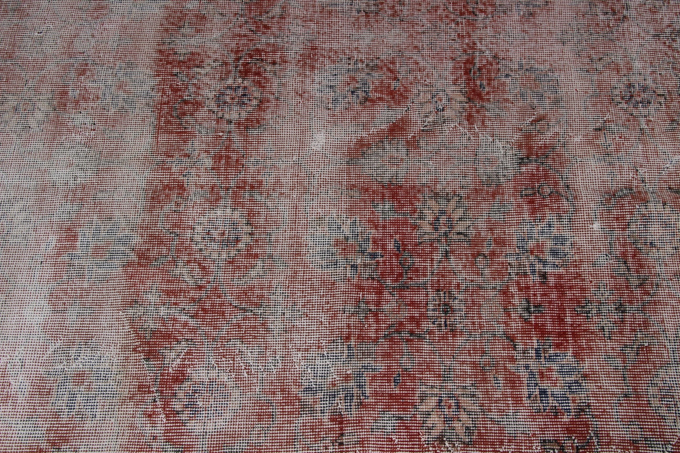 Aesthetic Rugs, Geometric Rugs, Kitchen Rug, Turkish Rug, Vintage Area Rug, Red Antique Rugs, Luxury Rugs, 6.5x5.6 ft Area Rug, Vintage Rug