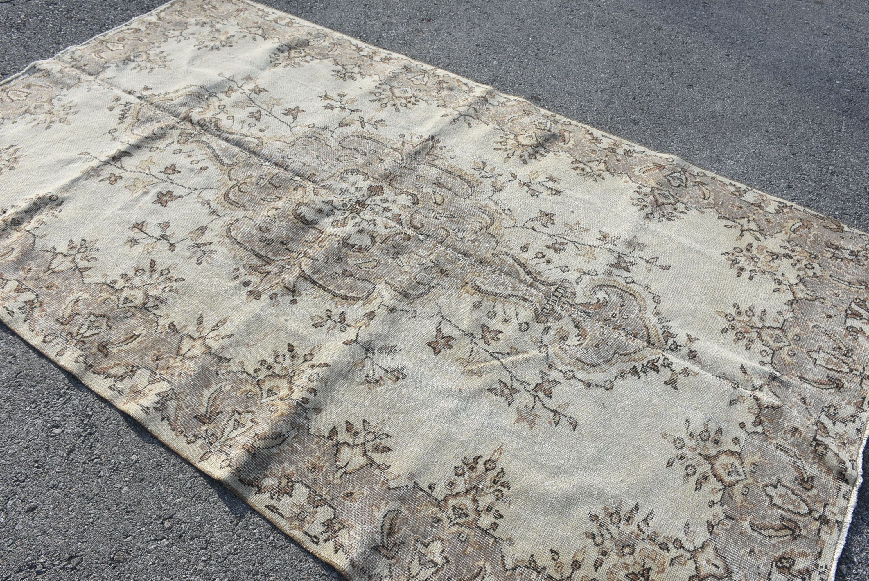 Living Room Rug, Vintage Rug, Rugs for Bedroom, Oushak Rug, Cool Rugs, Salon Rug, Turkish Rug, 5.2x9.4 ft Large Rugs, Beige Oriental Rug