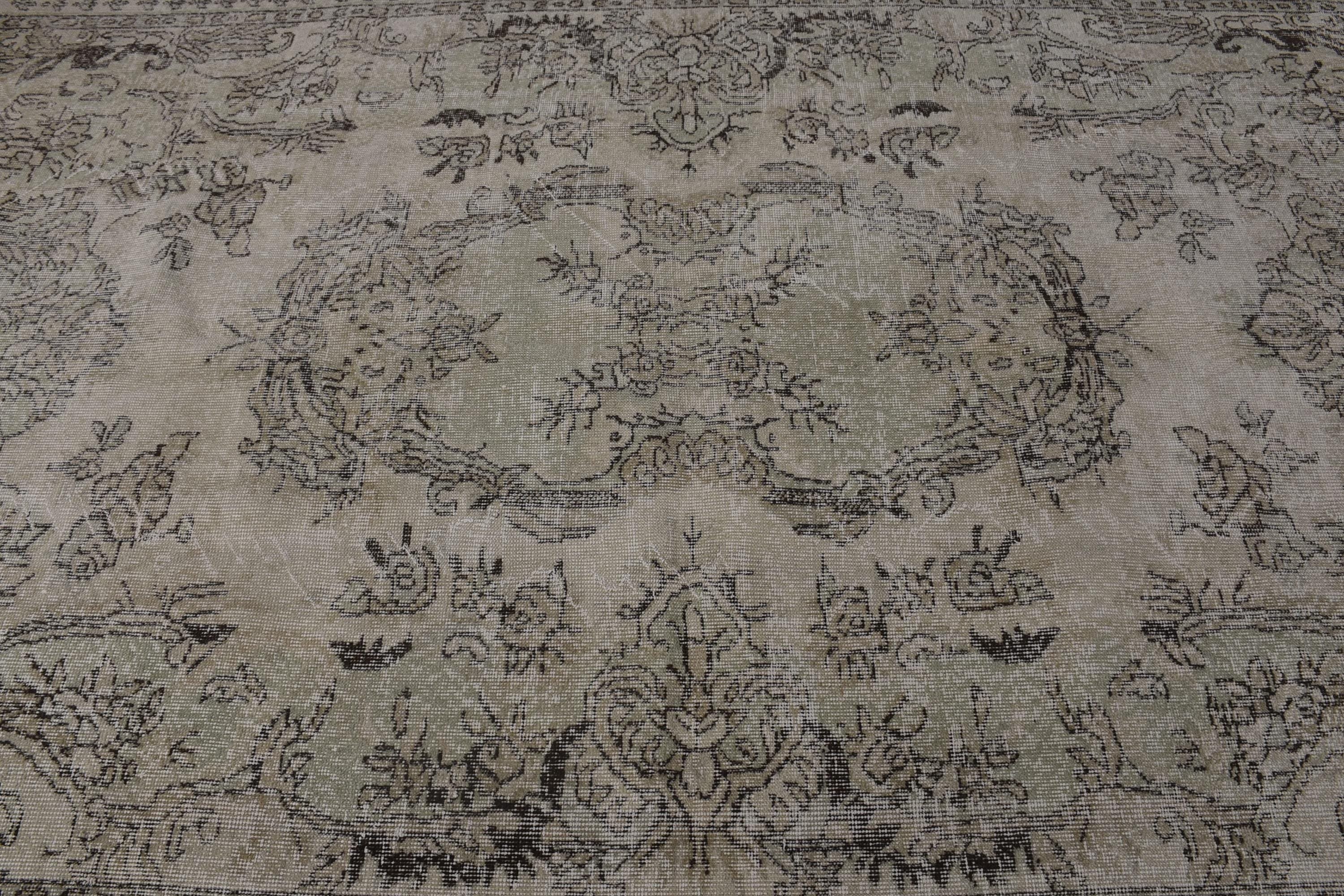 Vintage Halı, Yeşil Oushak Halı, 5.6x9.3 ft Büyük Halılar, Antika Halılar, Türk Halısı, Büyük Vintage Halılar, Organik Halı, Salon Halısı