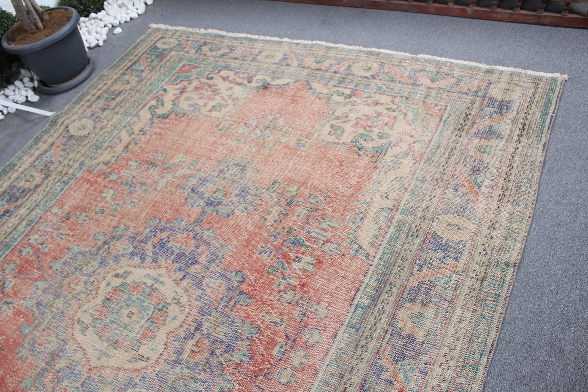 Anadolu Halısı, Mutfak Halısı, Organik Halı, Kırmızı 7.3x9.9 ft Büyük Boy Halılar, Salon Halısı, Vintage Halı, Türk Halısı, Salon Halısı