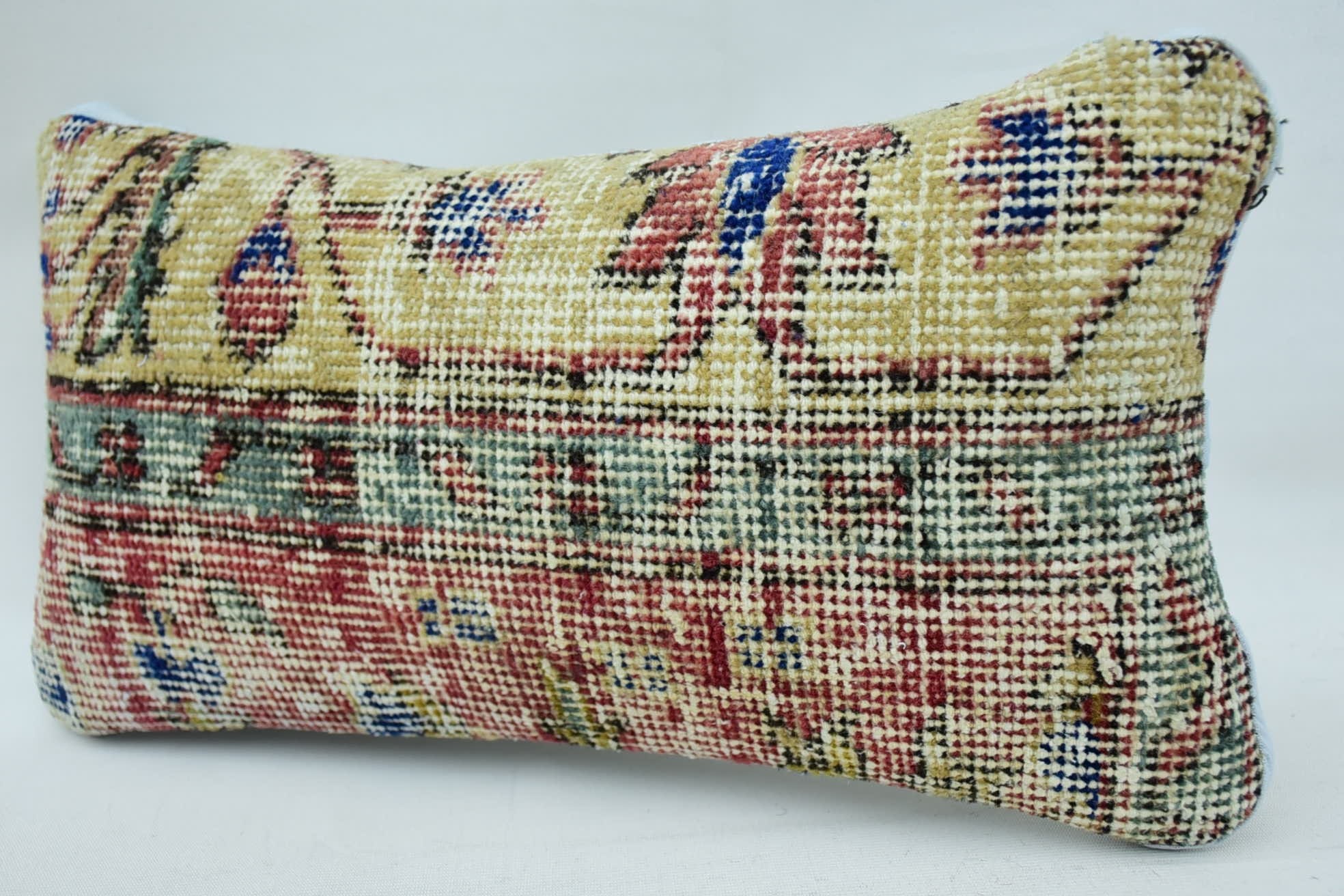 Pillow for Couch, Interior Designer Pillow, Handwoven Pillow Cover Cushion, Vintage Kilim Pillow, 8"x16" Beige Pillow Cover