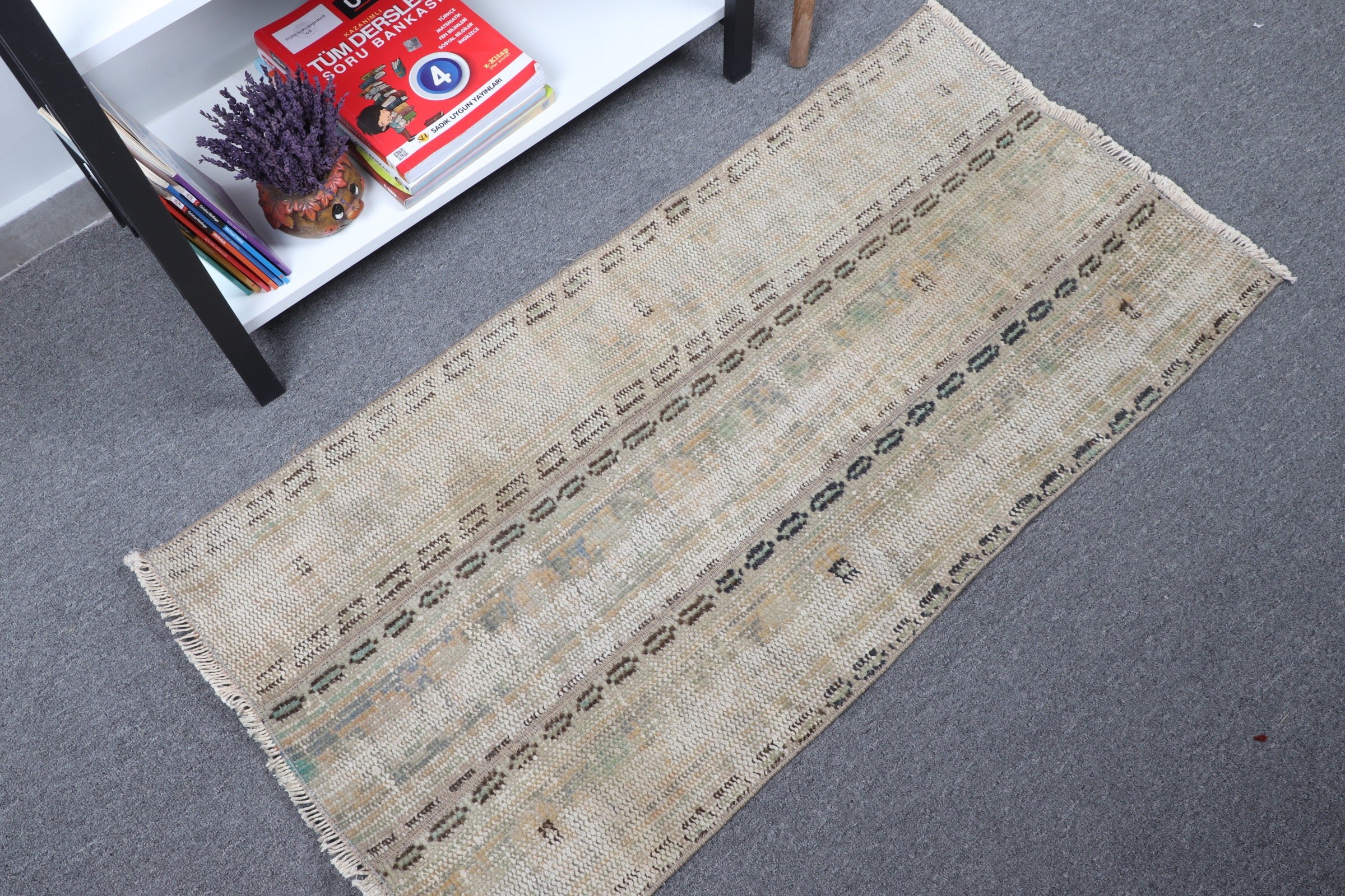 Bathroom Rugs, Kitchen Rug, Cool Rug, Nursery Rugs, 1.8x3.7 ft Small Rug, Vintage Rug, Turkish Rug, Beige Oushak Rug, Rugs for Entry