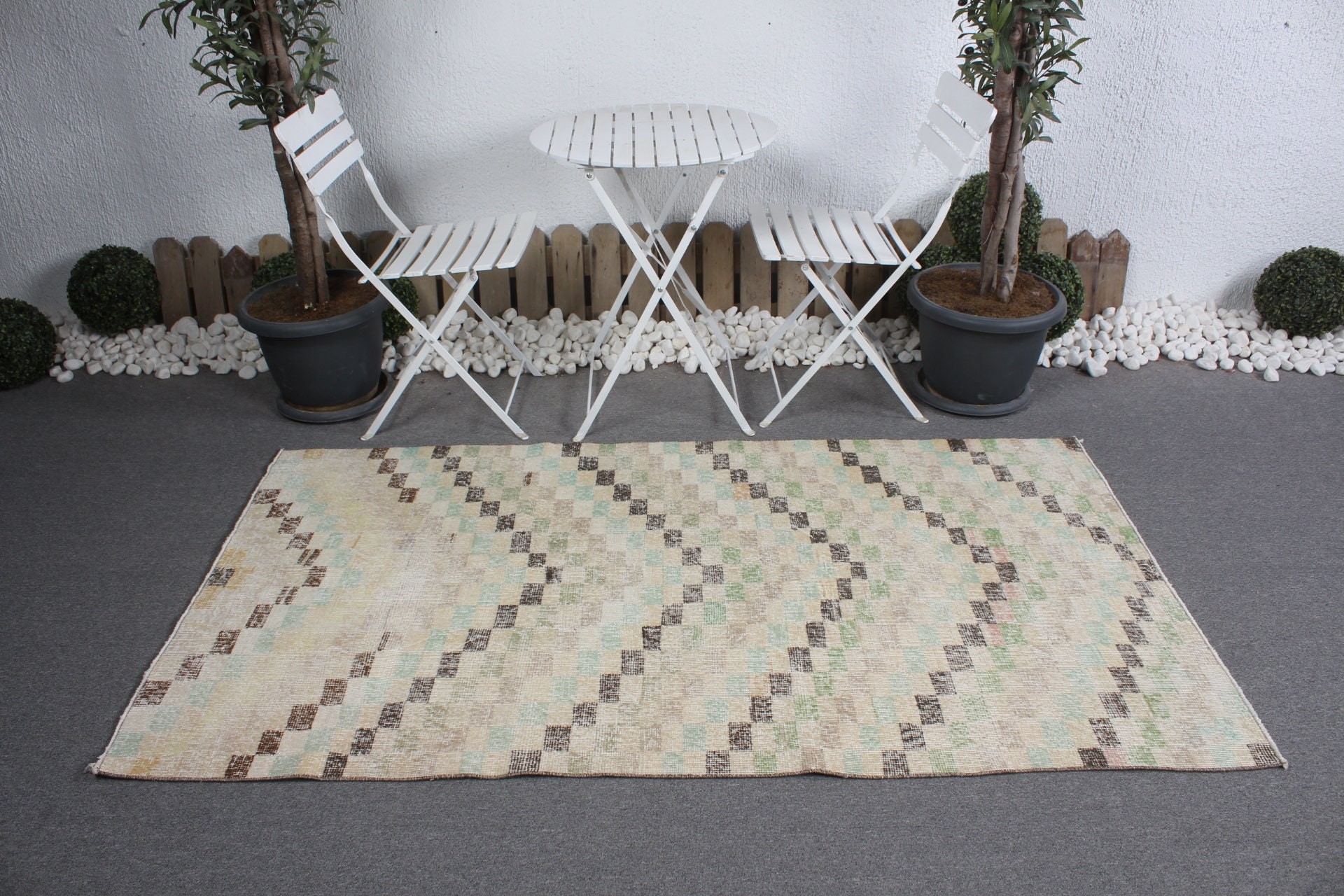 Dining Room Rug, Vintage Rug, Beige Bedroom Rugs, 3.7x6.6 ft Area Rugs, Indoor Rugs, Rugs for Floor, Oushak Rug, Turkish Rug, Floor Rug