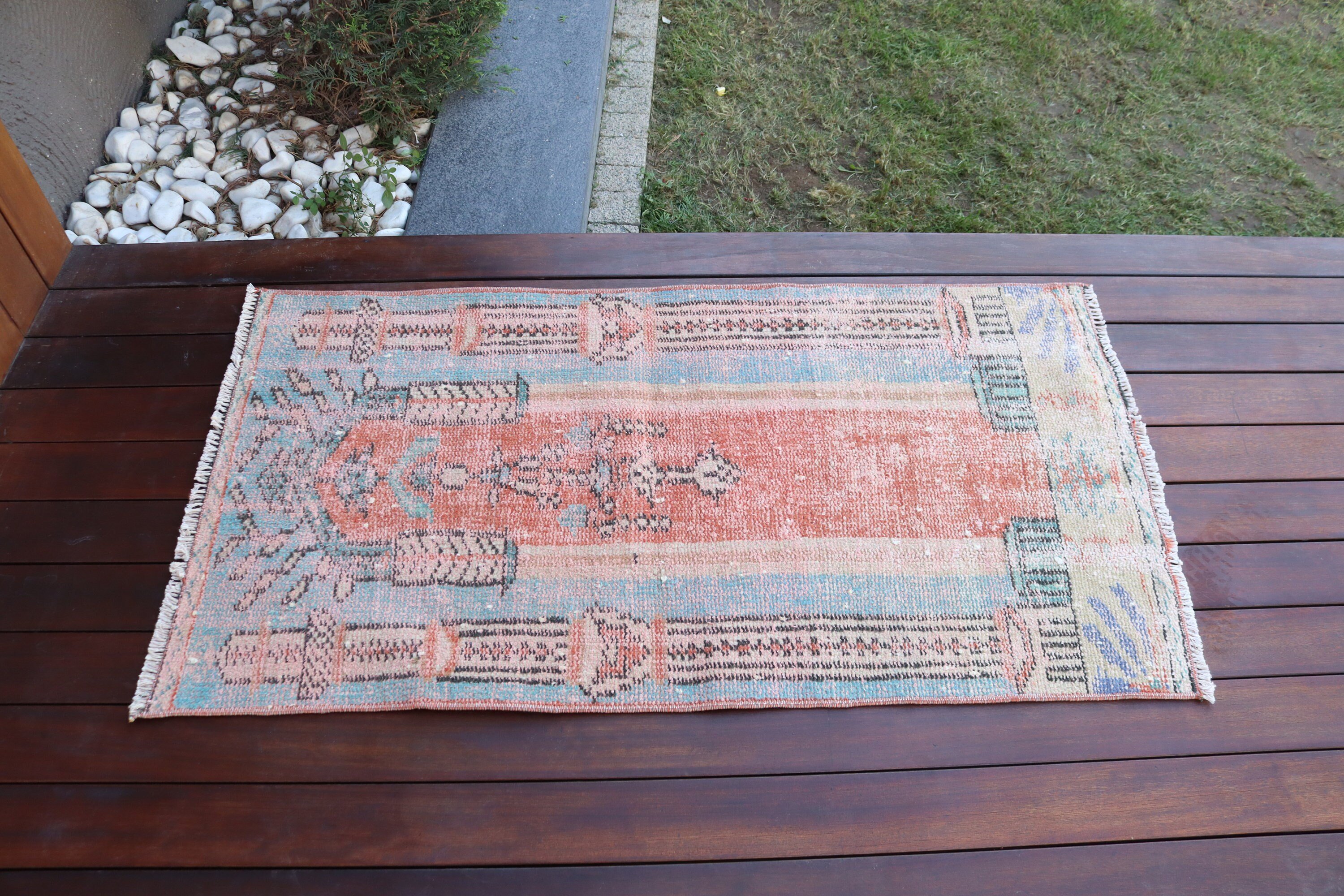 Nötr Halı, Vintage Halı, Fas Halıları, Turuncu 2.1x4 ft Küçük Halılar, Duvara Asılı Halılar, Yatak Odası Halısı, Türk Halıları, Yer Halıları