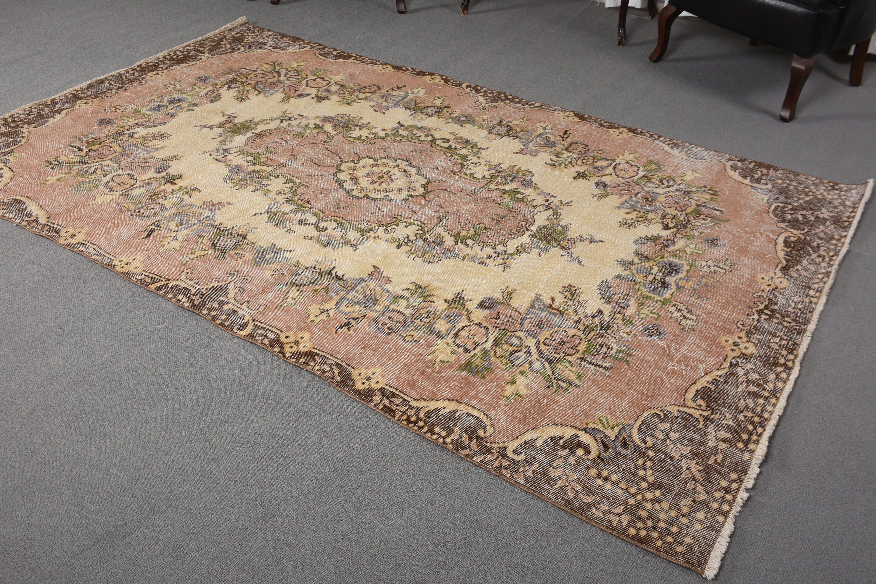 Dining Room Rugs, Vintage Rug, Beige Antique Rugs, Living Room Rugs, Bedroom Rugs, 5.5x9.3 ft Large Rugs, Turkish Rugs, Oushak Rugs