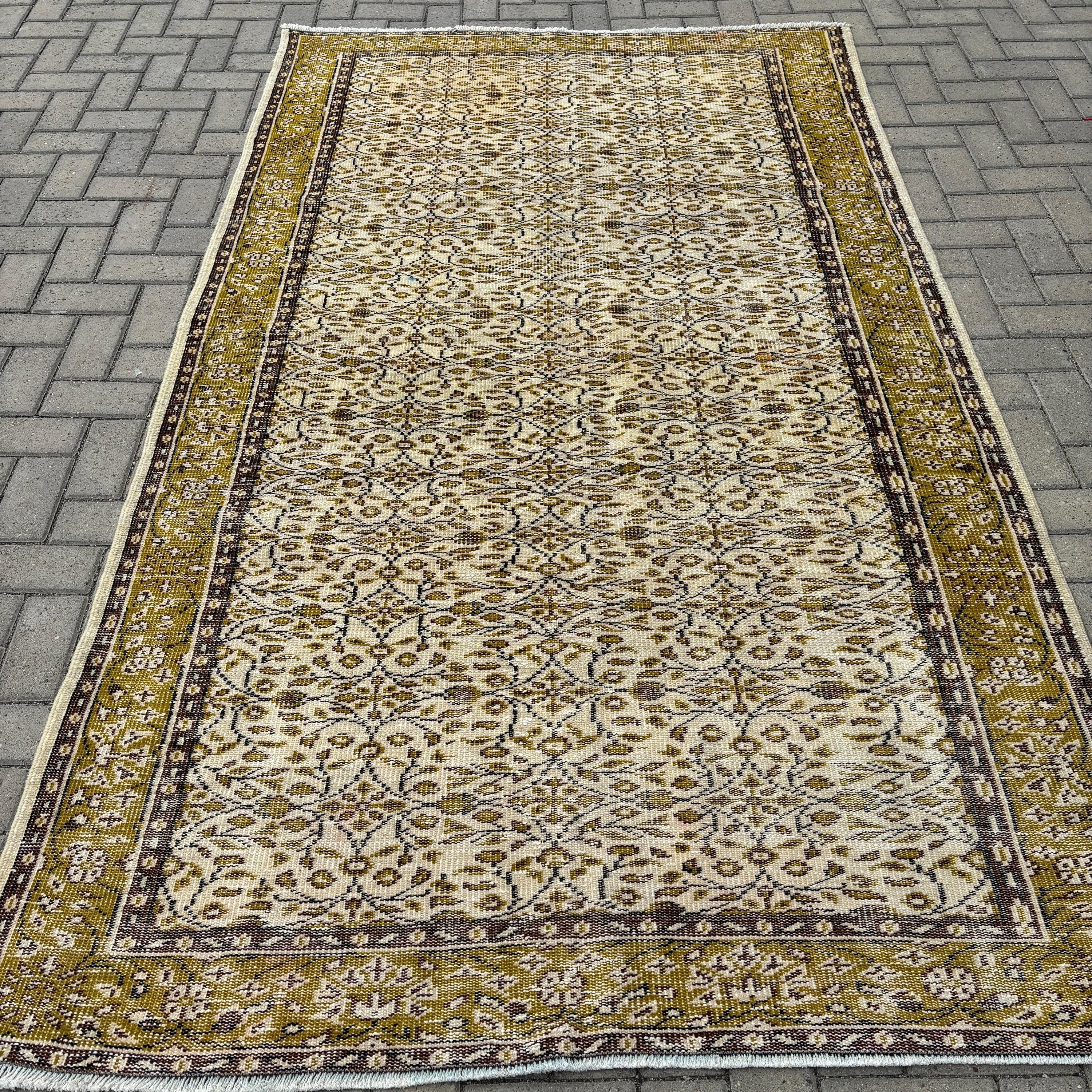 Oturma Odası Halıları, 5x9,7 ft Büyük Halılar, Büyük Boho Halısı, Açıklama Halıları, Türk Halısı, Bej Anadolu Halısı, Vintage Halı, Yatak Odası Halıları