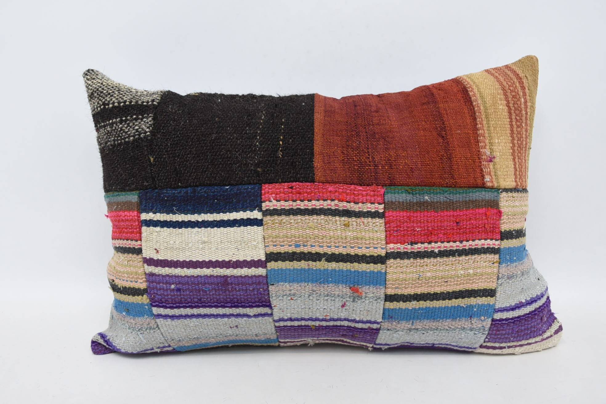 16"x24" Blue Pillow Sham, Interior Designer Pillow, Vintage Kilim Pillow, Pillow for Couch, Vintage Kilim Pillow Cushion