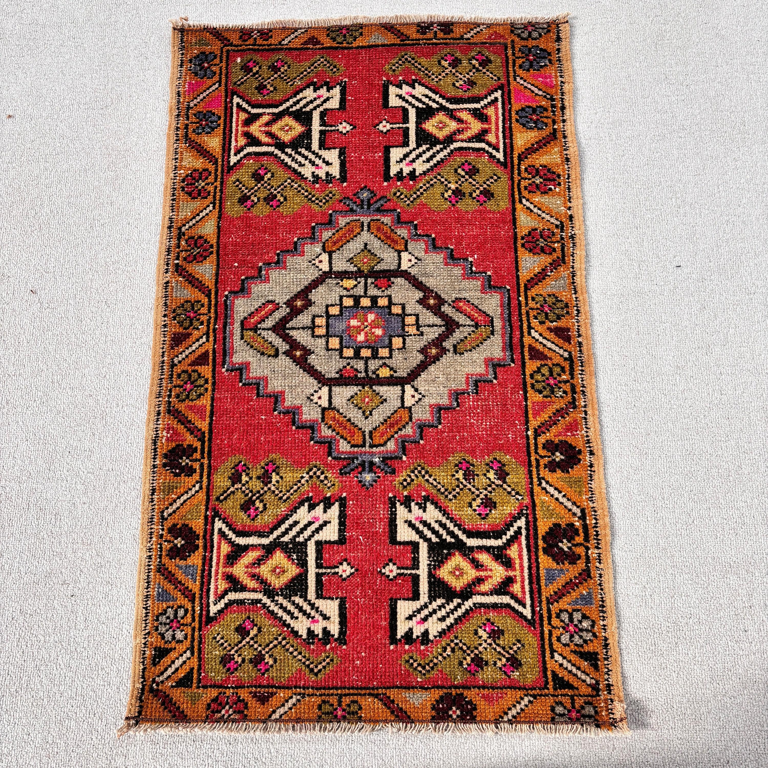 Home Decor Rugs, Cool Rugs, Rugs for Car Mat, Vintage Rug, 1.8x3 ft Small Rugs, Bath Rug, Turkish Rugs, Red Boho Rug, Wall Hanging Rug