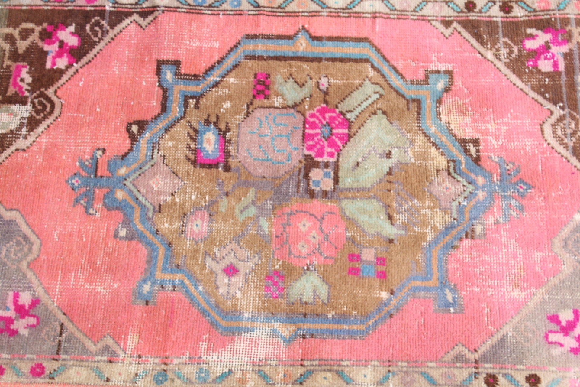 Vintage Halı, Pembe Yer Halısı, Yatak Odası Halısı, Türk Halısı, Özel Halı, Banyo Halısı, 1.7x3.1 ft Küçük Halı, Duvar Asılı Halı