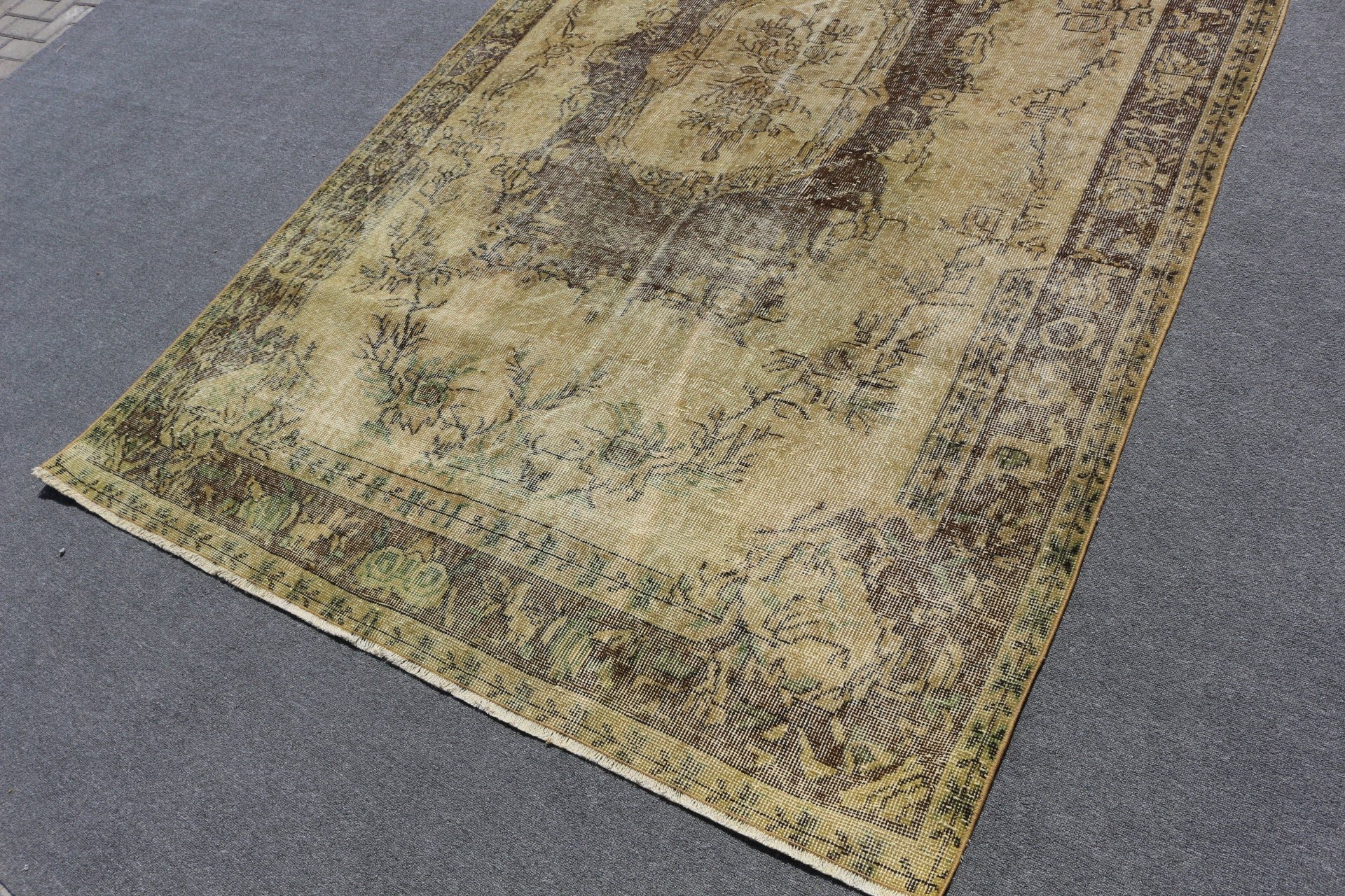 5.8x9.1 ft Large Rug, Brown Oushak Rug, Dining Room Rugs, Vintage Rug, Oriental Rugs, Dorm Rugs, Bedroom Rugs, Turkish Rugs, Floor Rug