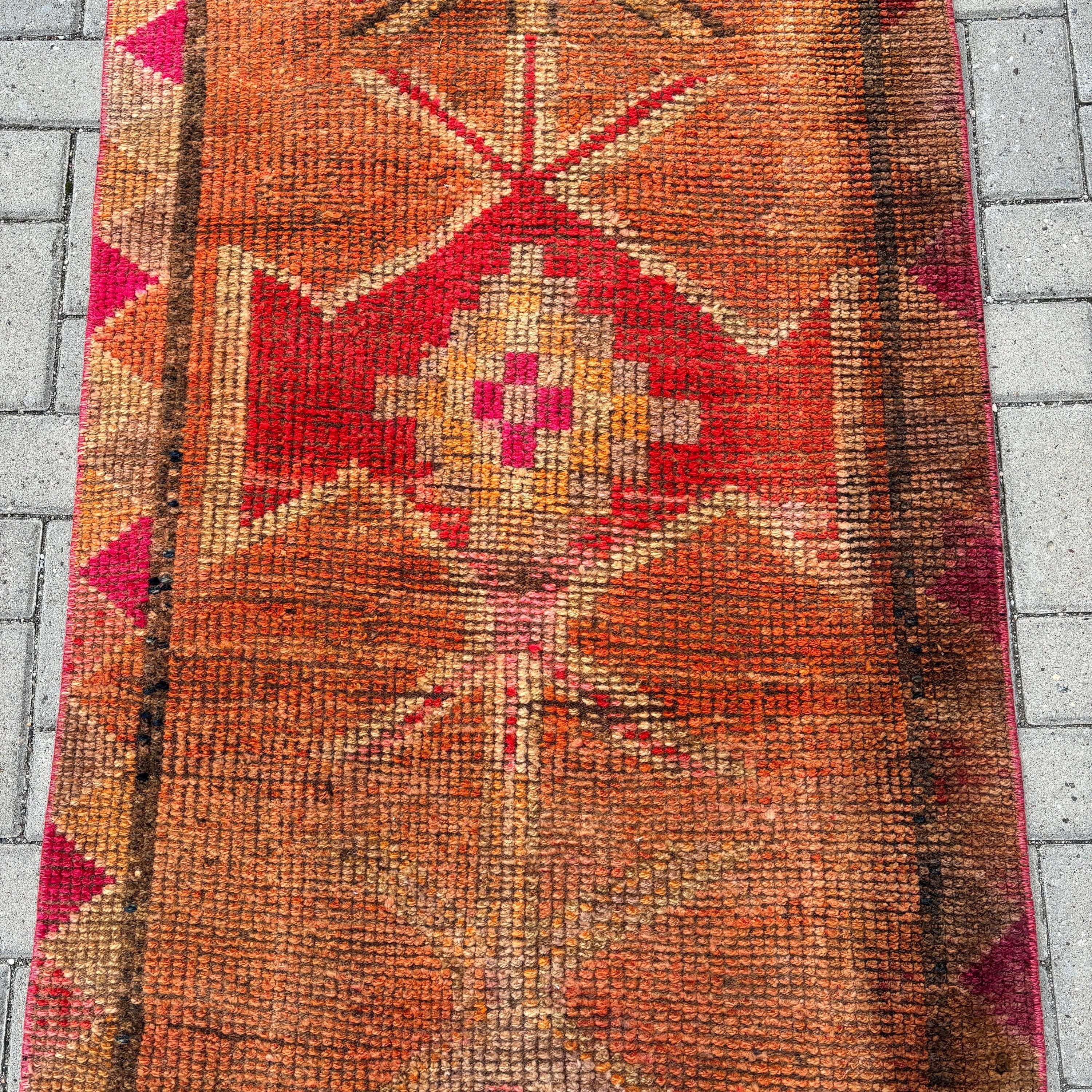 Turkish Rug, Stair Runner Rug Rugs, Bedroom Rugs, Anatolian Rug, Vintage Rug, 2.9x8.9 ft Runner Rug, Orange Bedroom Rug, Corridor Rugs