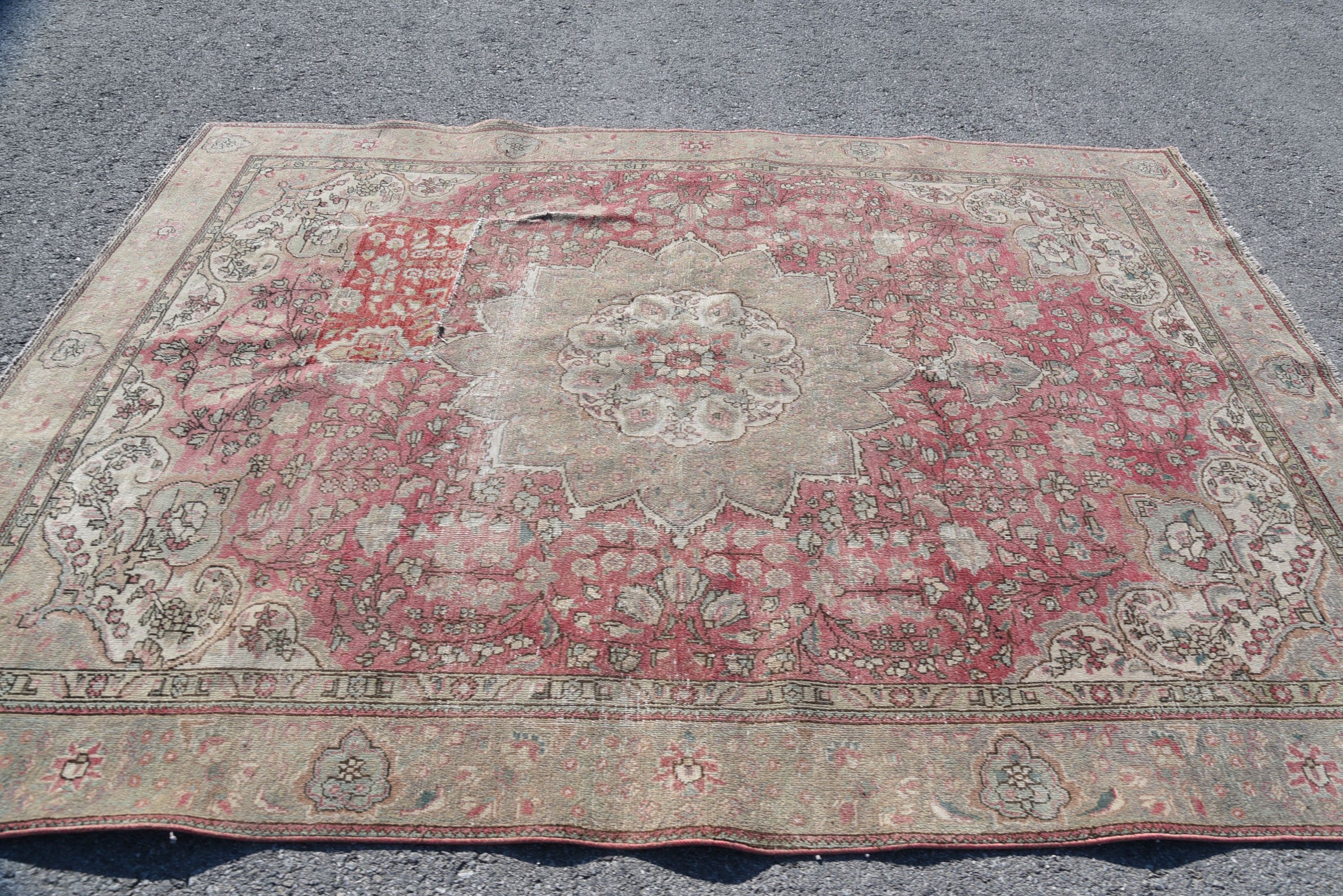 Yün Halı, Vintage Halı, Salon Halısı, Oturma Odası Halıları, 6.6x9.3 ft Büyük Halı, Büyük Yün Halı Halıları, Türk Halıları, Fas Halısı, Yatak Odası Halısı