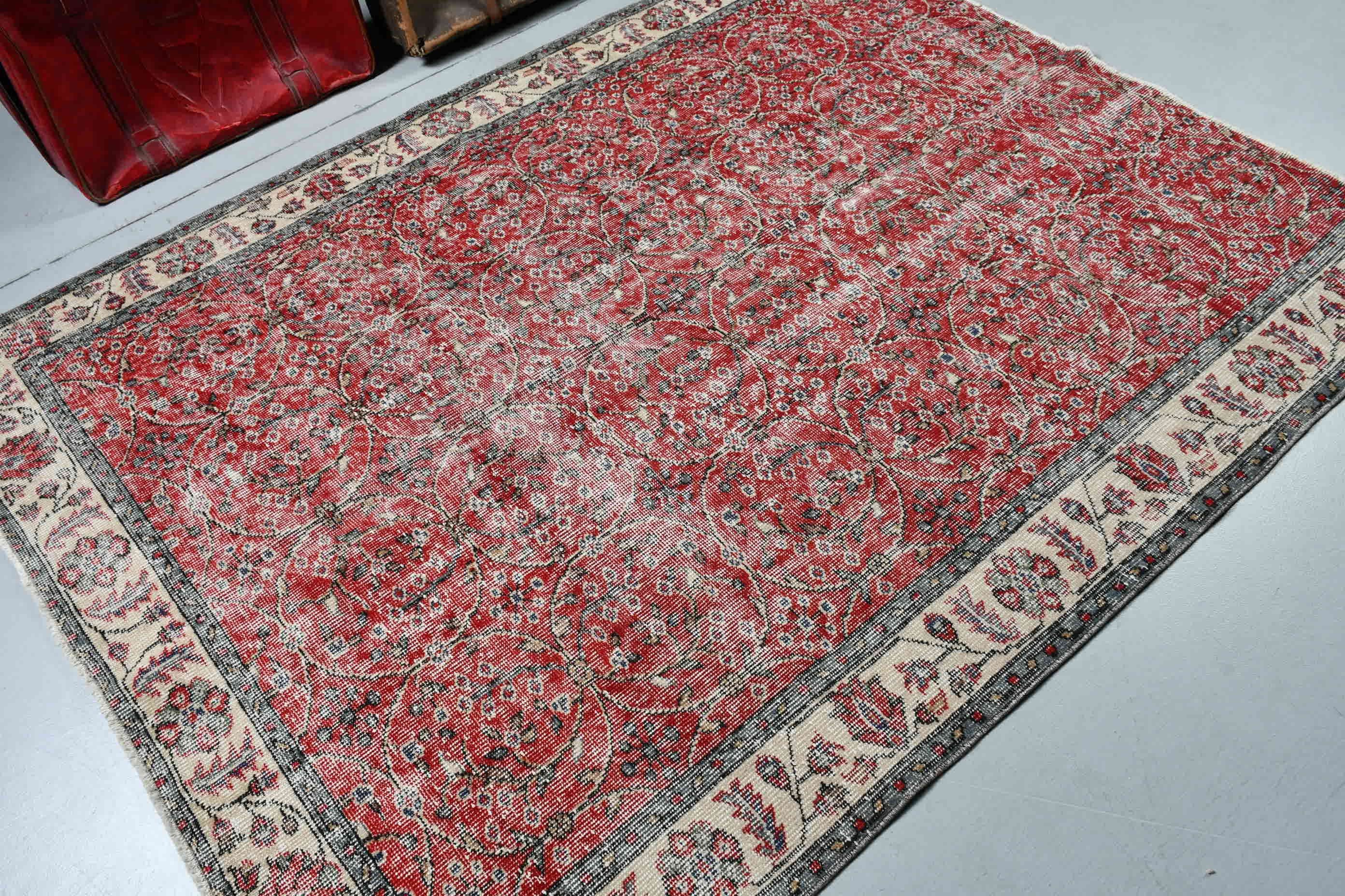 Kitchen Rugs, Office Rugs, 5.3x6.9 ft Area Rugs, Vintage Rugs, Home Decor Rug, Red Anatolian Rug, Turkish Rug, Nursery Rug