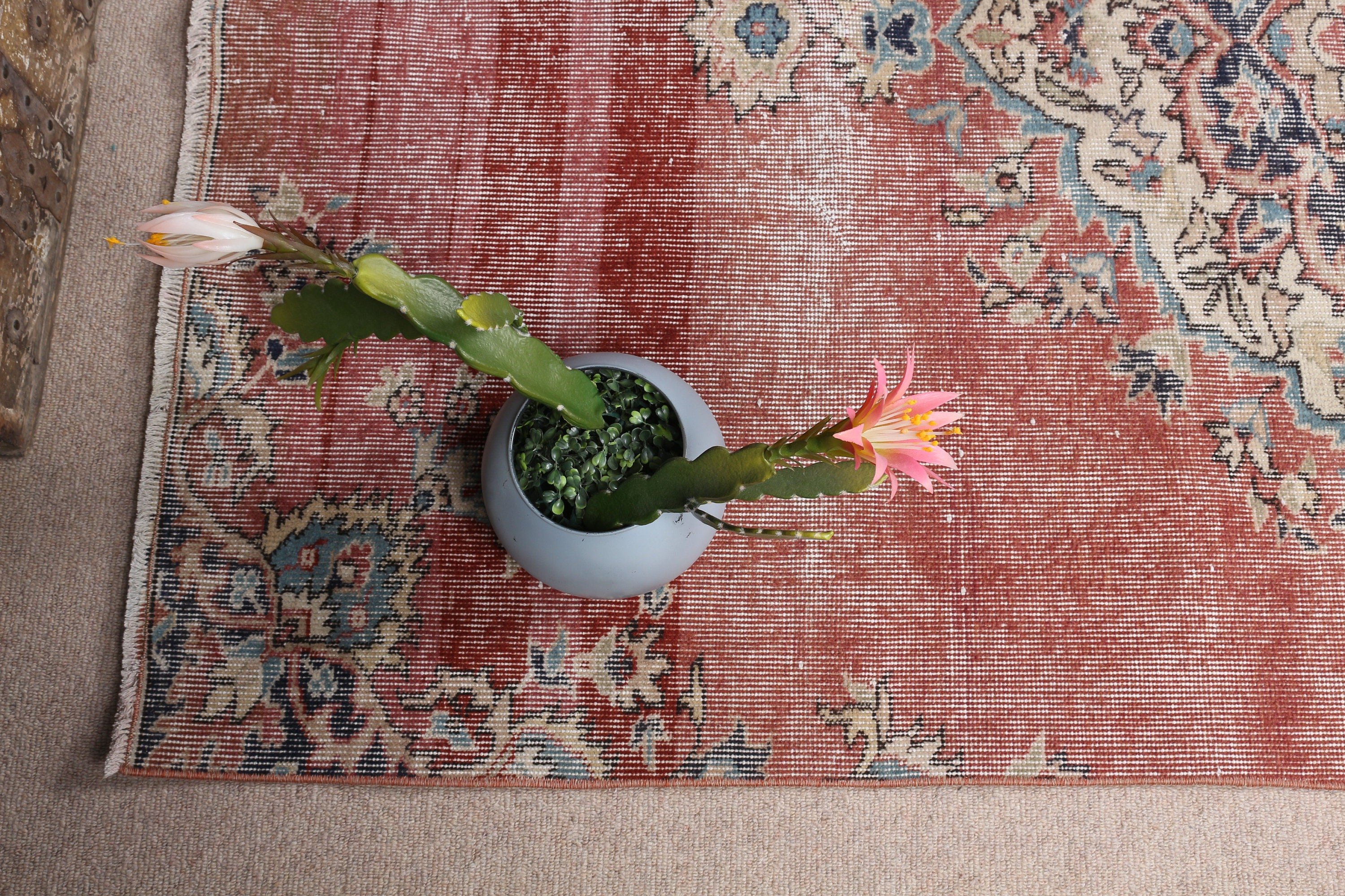 Pale Rug, 4.3x7.4 ft Area Rug, Turkish Rug, Red Oriental Rug, Floor Rug, Vintage Rugs, Anatolian Rugs, Rugs for Living Room, Home Decor Rug