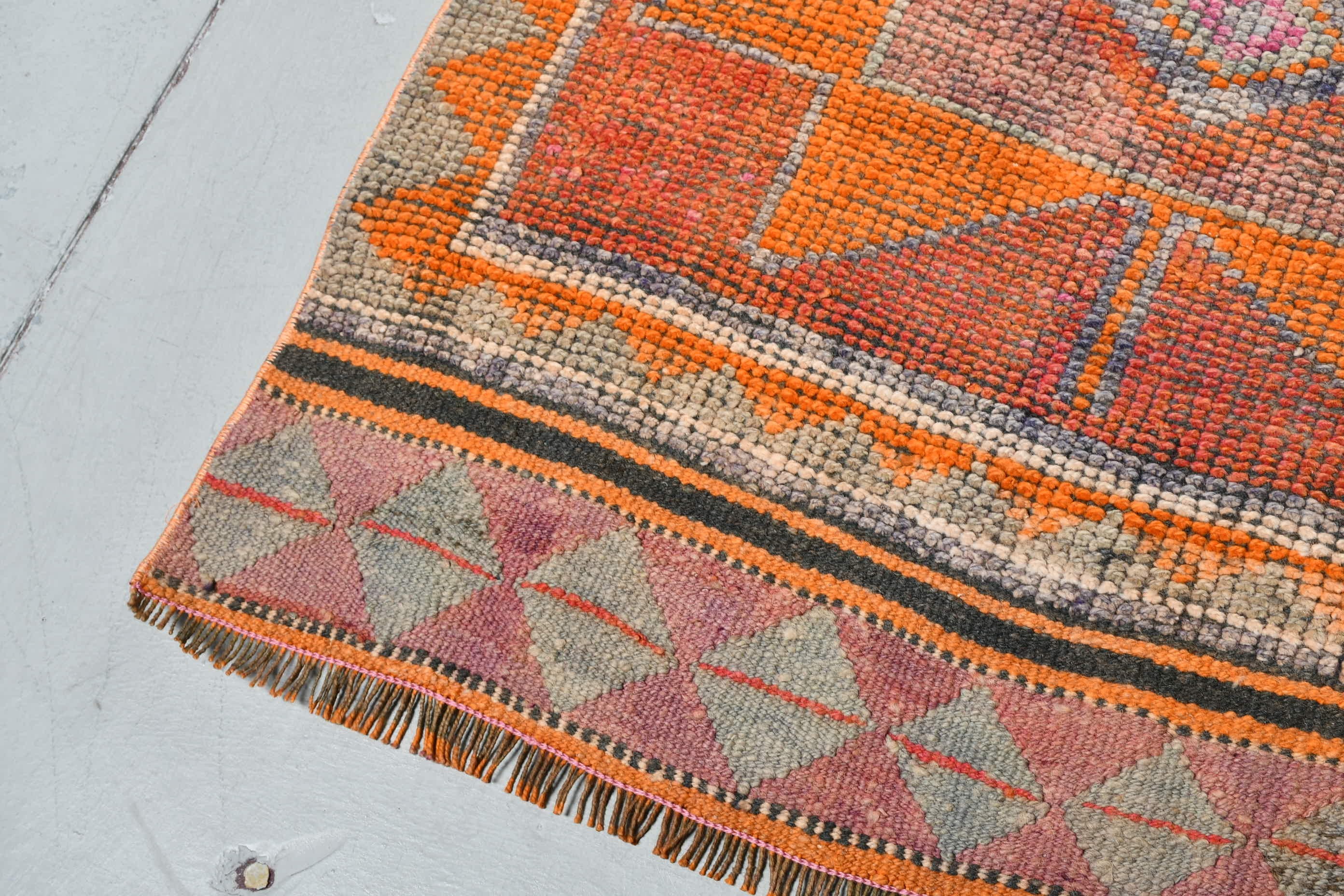 Kitchen Rug, Boho Rug, 3.2x10.7 ft Runner Rug, Orange Oriental Rug, Corridor Rug, Wool Rug, Vintage Rugs, Turkish Rug, Oriental Rug