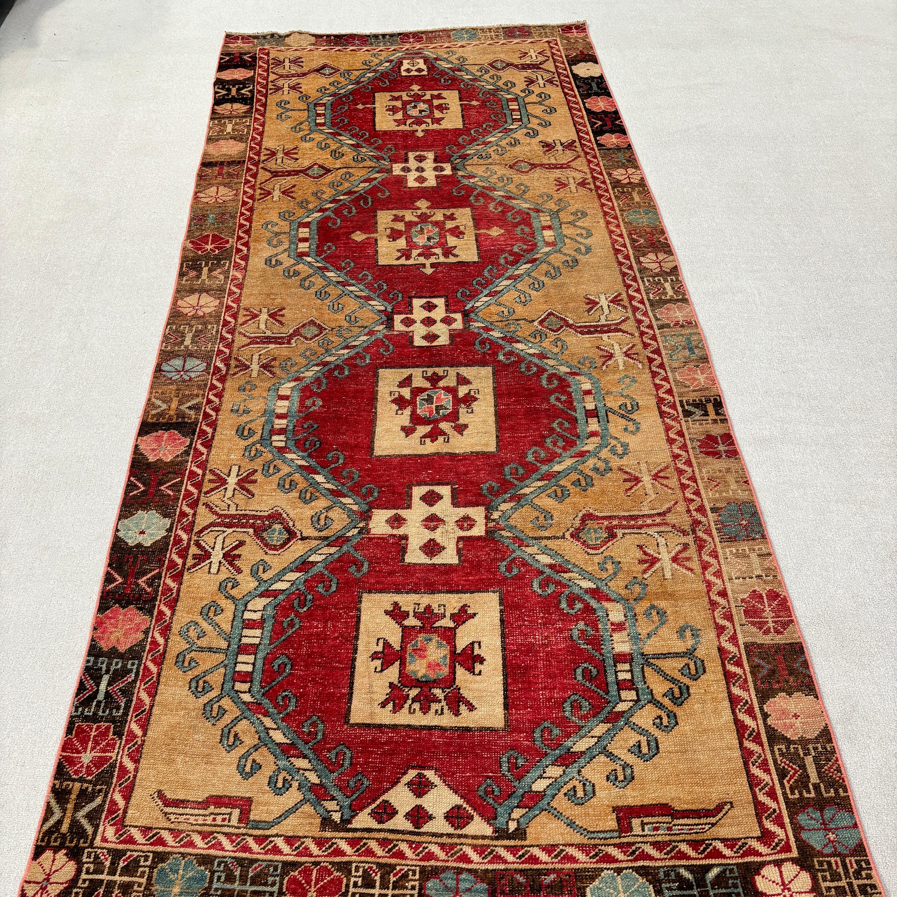 Vintage Halılar, 4.4x9.6 ft Büyük Halı, Büyük Vintage Halı, Boho Halı, Türk Halısı, Mutfak Halıları, Oturma Odası Halısı, Yer Halıları, Kırmızı Yatak Odası Halısı