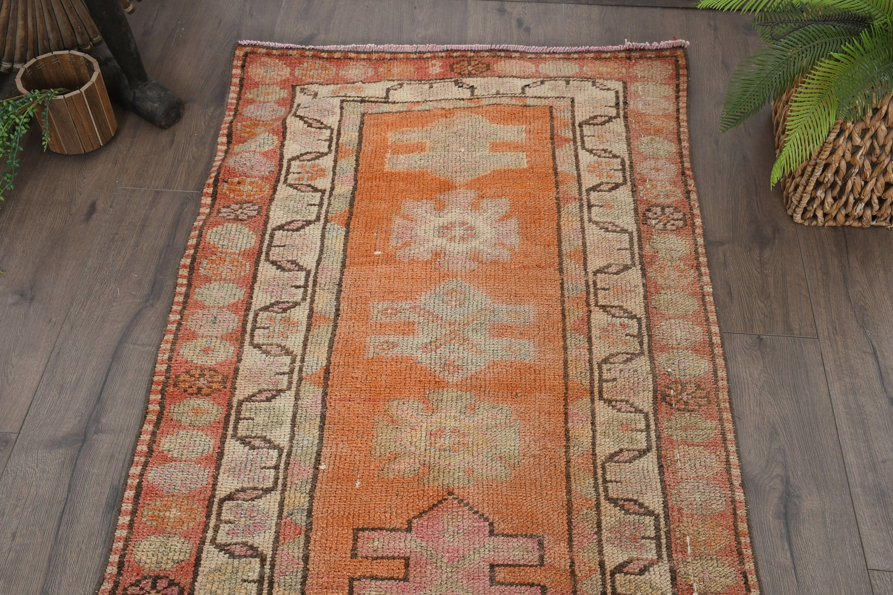 2.7x11.2 ft Runner Halı, Vintage Halı, Fas Halıları, Türk Halıları, Turuncu Yatak Odası Halıları, Merdiven Halıları, Mutfak Halıları, Antika Halı, Sevimli Halı