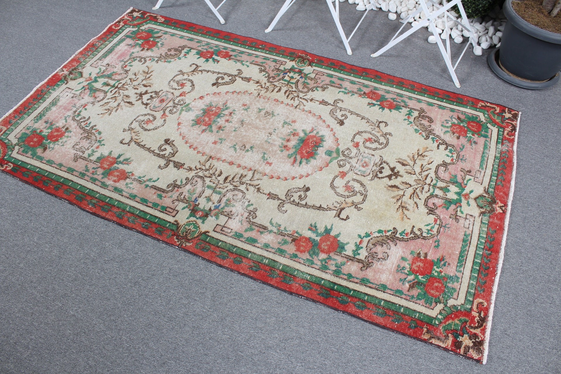 Nursery Rug, Handwoven Rug, Moroccan Rug, Vintage Rug, Beige Oriental Rug, Floor Rugs, Turkish Rug, 3.8x6.6 ft Area Rug, Antique Rug