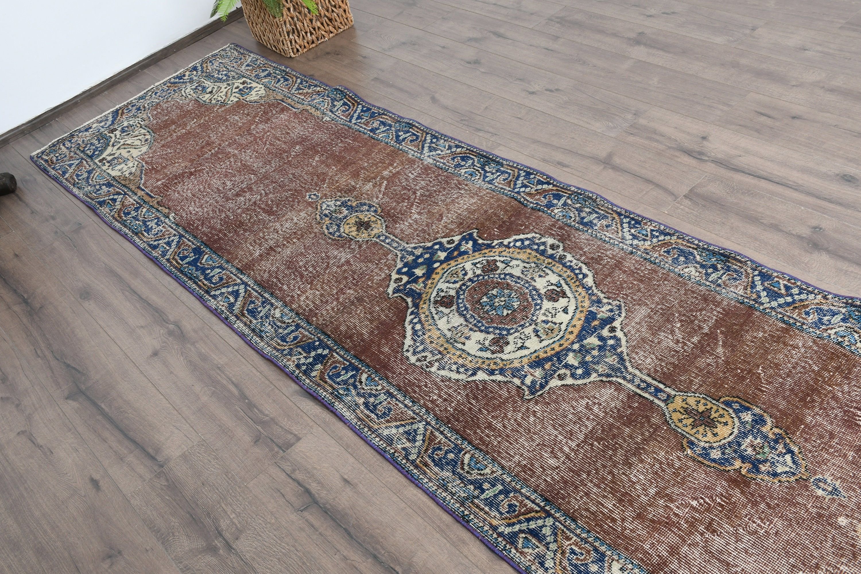 Kitchen Rug, Vintage Rug, Brown Antique Rug, Wool Rug, Cool Rugs, Rugs for Kitchen, Corridor Rug, Turkish Rug, 2.8x12 ft Runner Rug