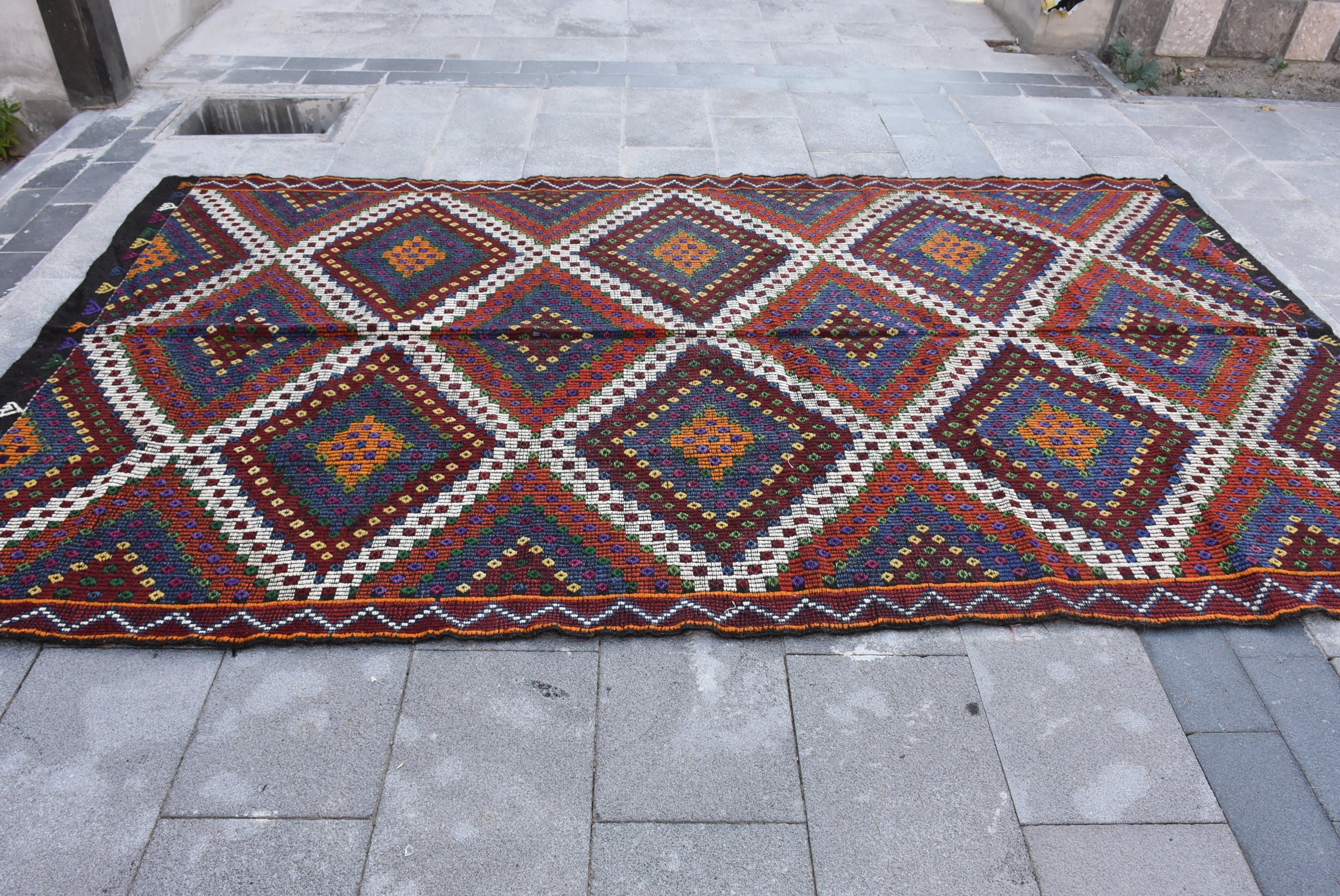 183x311 cm Salon Kilim, Rengarenk Oryantal Kilim, Türk Kilim, Oturma odası Kilim, Uşak Kilim, Oturma odası Kilim, Salon Kilim, Salon Kilim