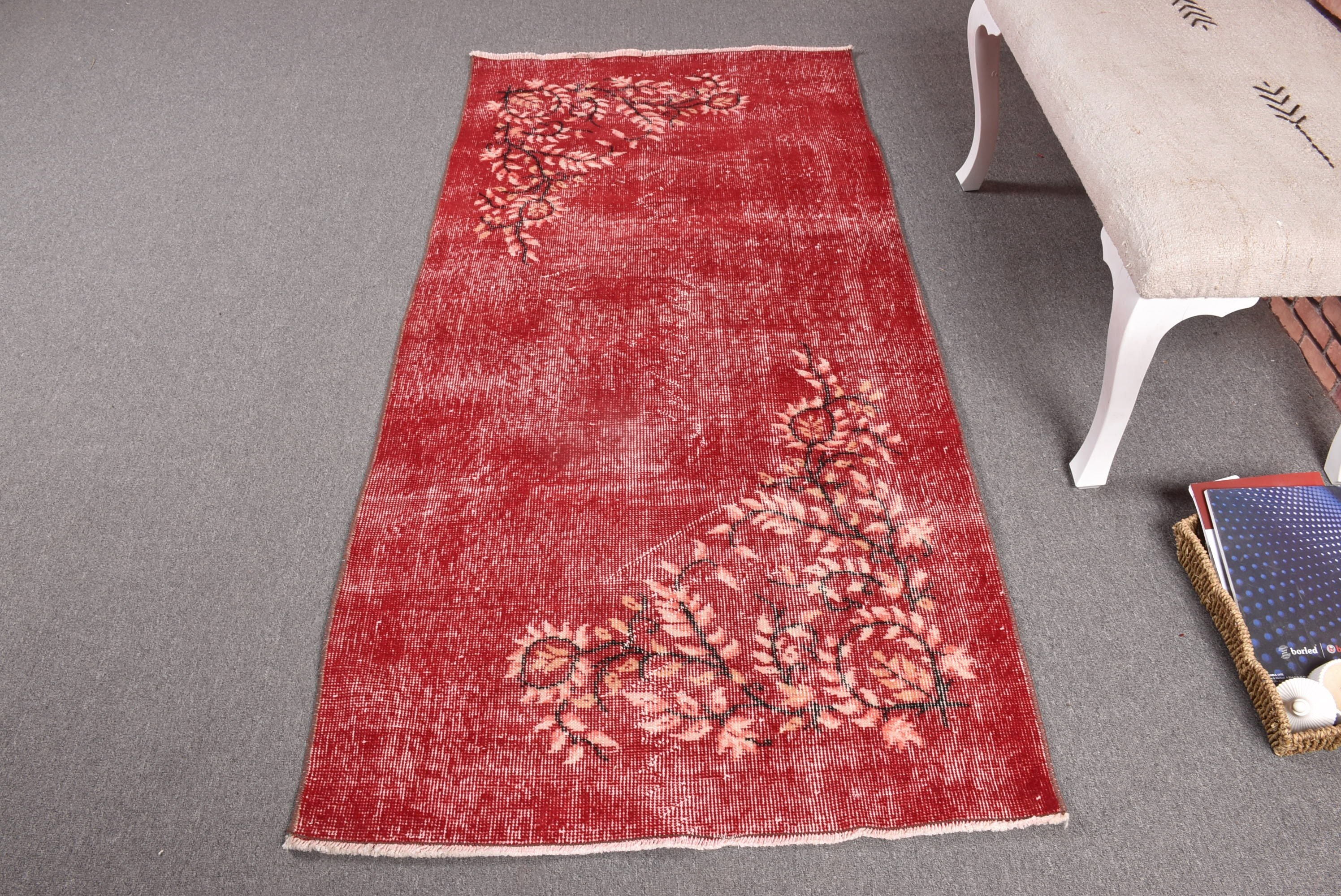 Ethnic Rug, Red Modern Rug, Turkish Rug, Vintage Rug, Decorative Rugs, Modern Rug, Oriental Rugs, Kitchen Rugs, 3.1x6.4 ft Accent Rugs