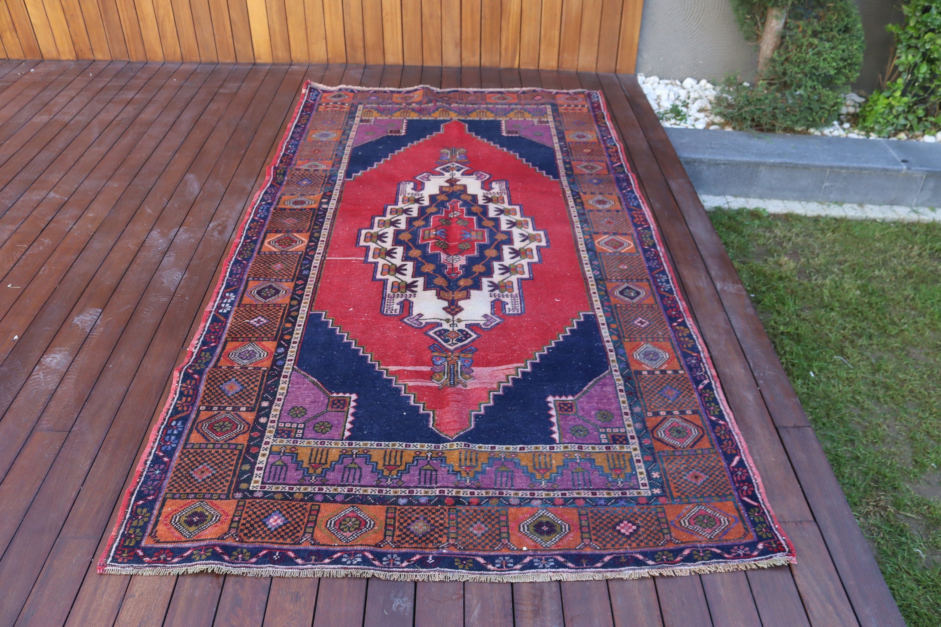 Dining Room Rugs, Floor Rugs, Turkish Rug, Rugs for Floor, 4.4x8.2 ft Area Rugs, Vintage Rug, Statement Rug, Red Oriental Rugs, Luxury Rug