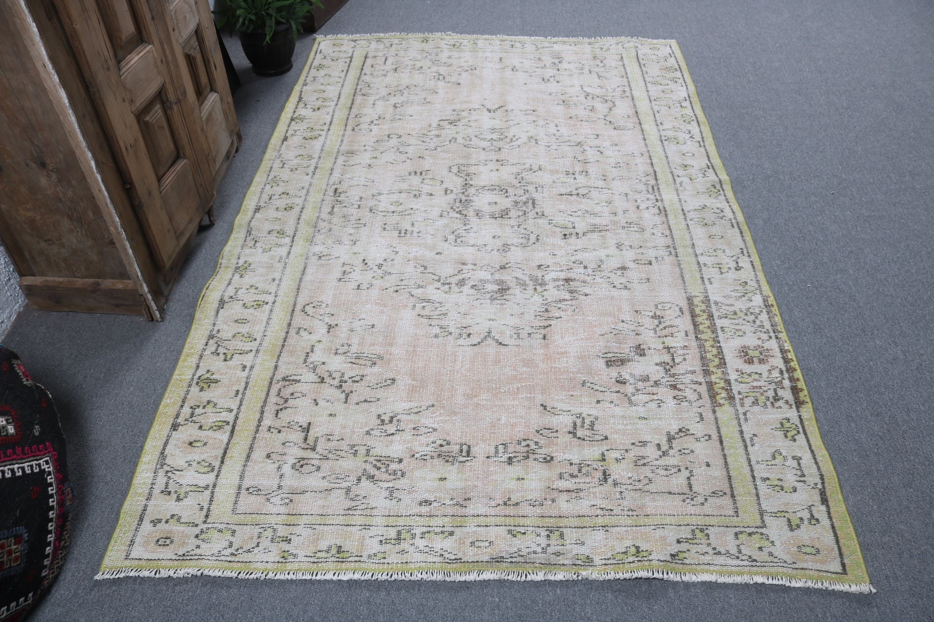 Organic Rug, Vintage Rug, Nursery Rugs, 4.8x7.6 ft Area Rug, Orange Luxury Rug, Antique Rugs, Flatweave Rugs, Oushak Area Rug, Turkish Rug