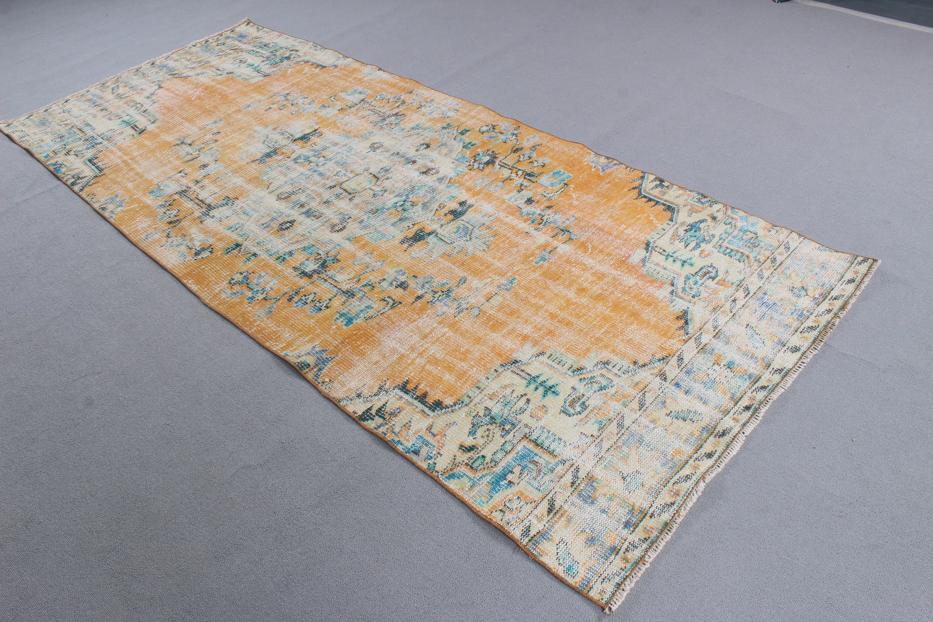 Floor Rug, Indoor Rug, Luxury Rug, Handwoven Rugs, Orange Neutral Rug, Turkish Rug, Rugs for Nursery, 3.9x8.5 ft Area Rugs, Vintage Rugs