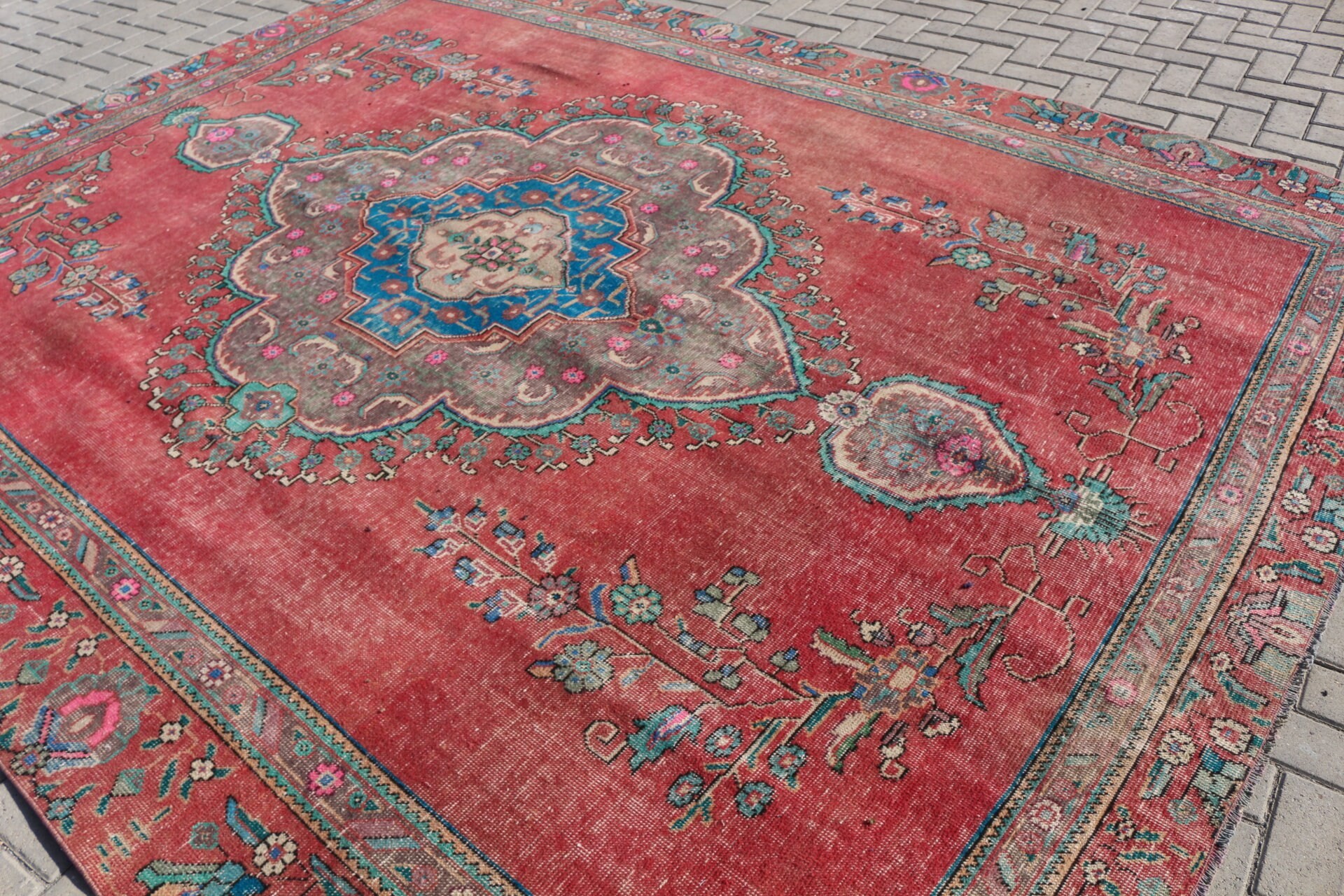 Moroccan Rug, 8.8x11.6 ft Oversize Rug, Vintage Rug, Red Kitchen Rug, Oriental Rug, Art Rug, Living Room Rugs, Dining Room Rug, Turkish Rug