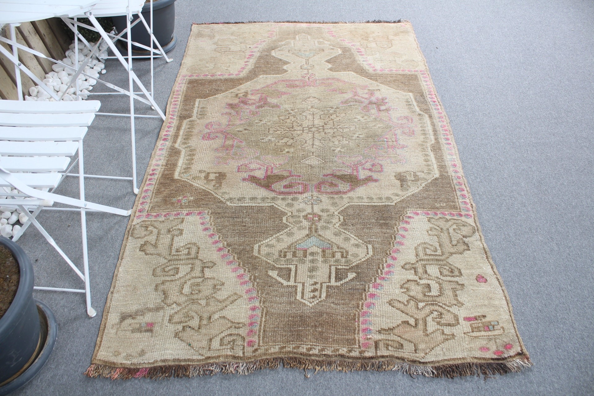 Wool Rugs, Kitchen Rug, 4.1x6.7 ft Area Rug, Decorative Rugs, Oriental Rug, Rugs for Kitchen, Vintage Rug, Beige Floor Rug, Turkish Rugs