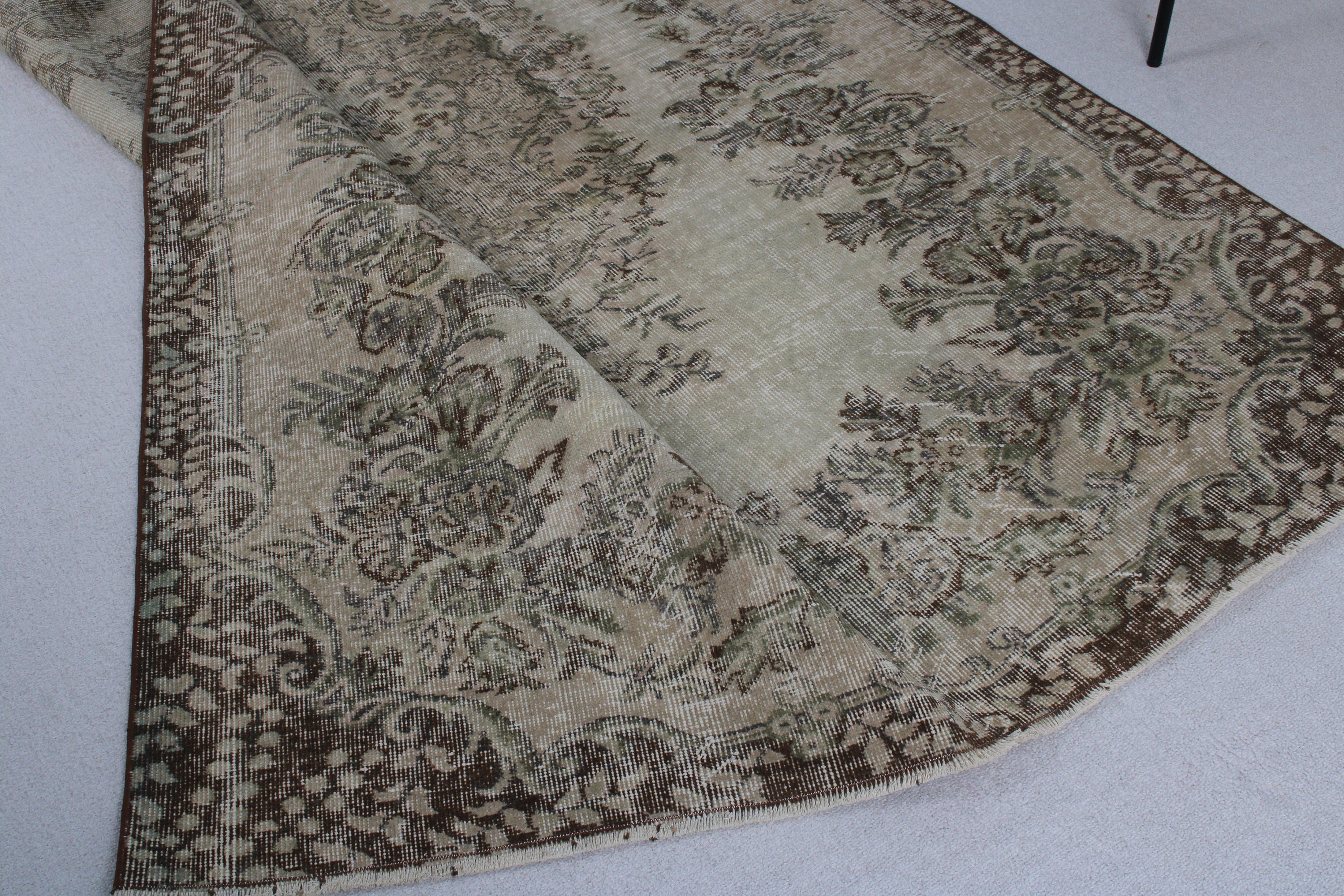 Oushak Halı, Vintage Halılar, Türk Halısı, Salon Halıları, Kahverengi 5.3x8.3 ft Büyük Halı, El Dokuma Halılar, Büyük Oushak Halısı, Havalı Halı