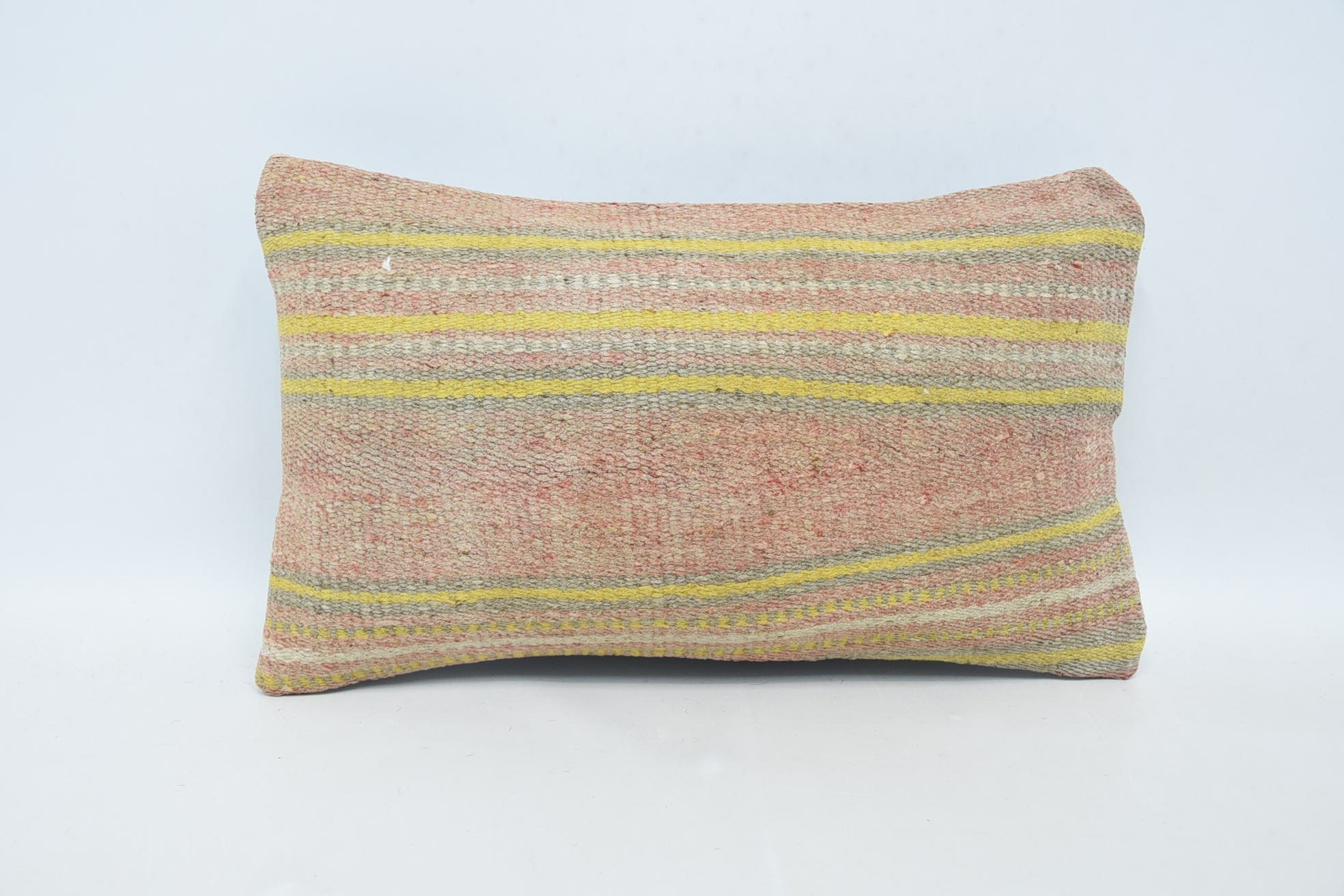 12"x20" Pink Pillow Cover, Vintage Pillow, Turkish Kilim Pillow, Gift Pillow, Comfy Throw Pillow Case