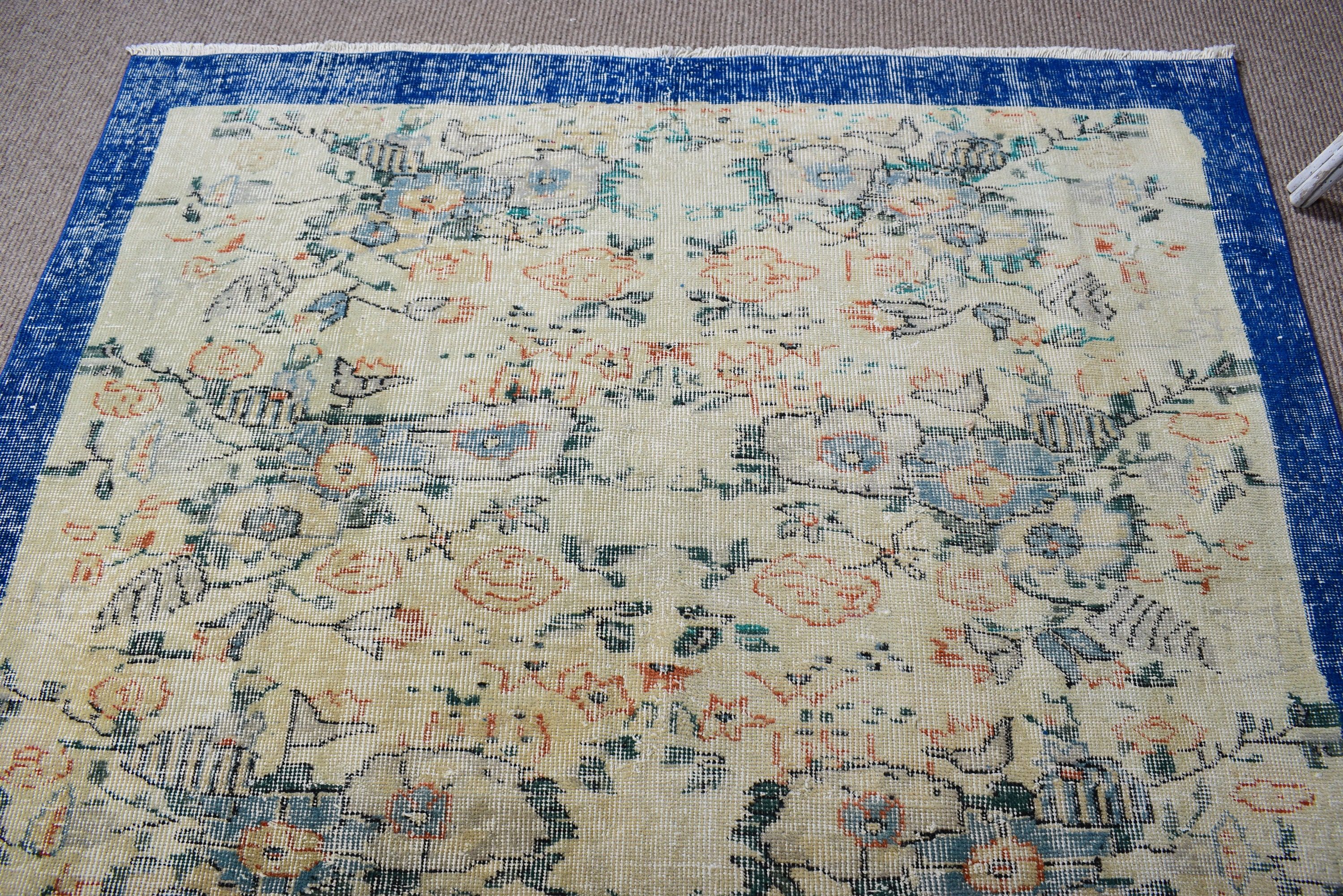 5.1x8 ft Büyük Halılar, Vintage Halılar, Oryantal Halı, Bej Oushak Halı, Soğuk Halı, Büyük Oushak Halı, Türk Halısı, Boho Halısı, Yemek Odası Halıları