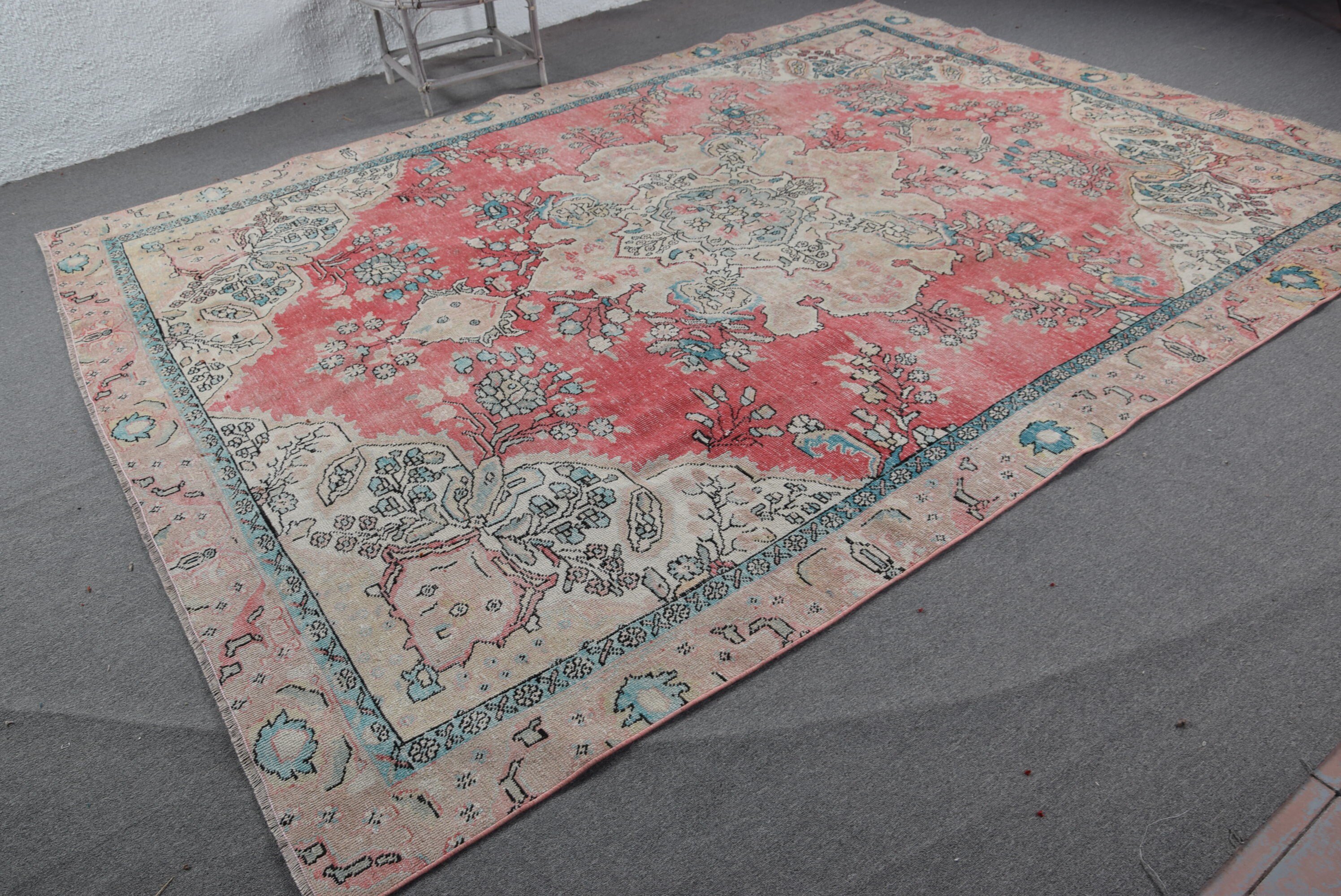 Salon Rugs, Eclectic Rugs, 9x11.9 ft Oversize Rug, Kitchen Rugs, Turkish Rugs, Red Anatolian Rugs, Wool Rug, Living Room Rug, Vintage Rug