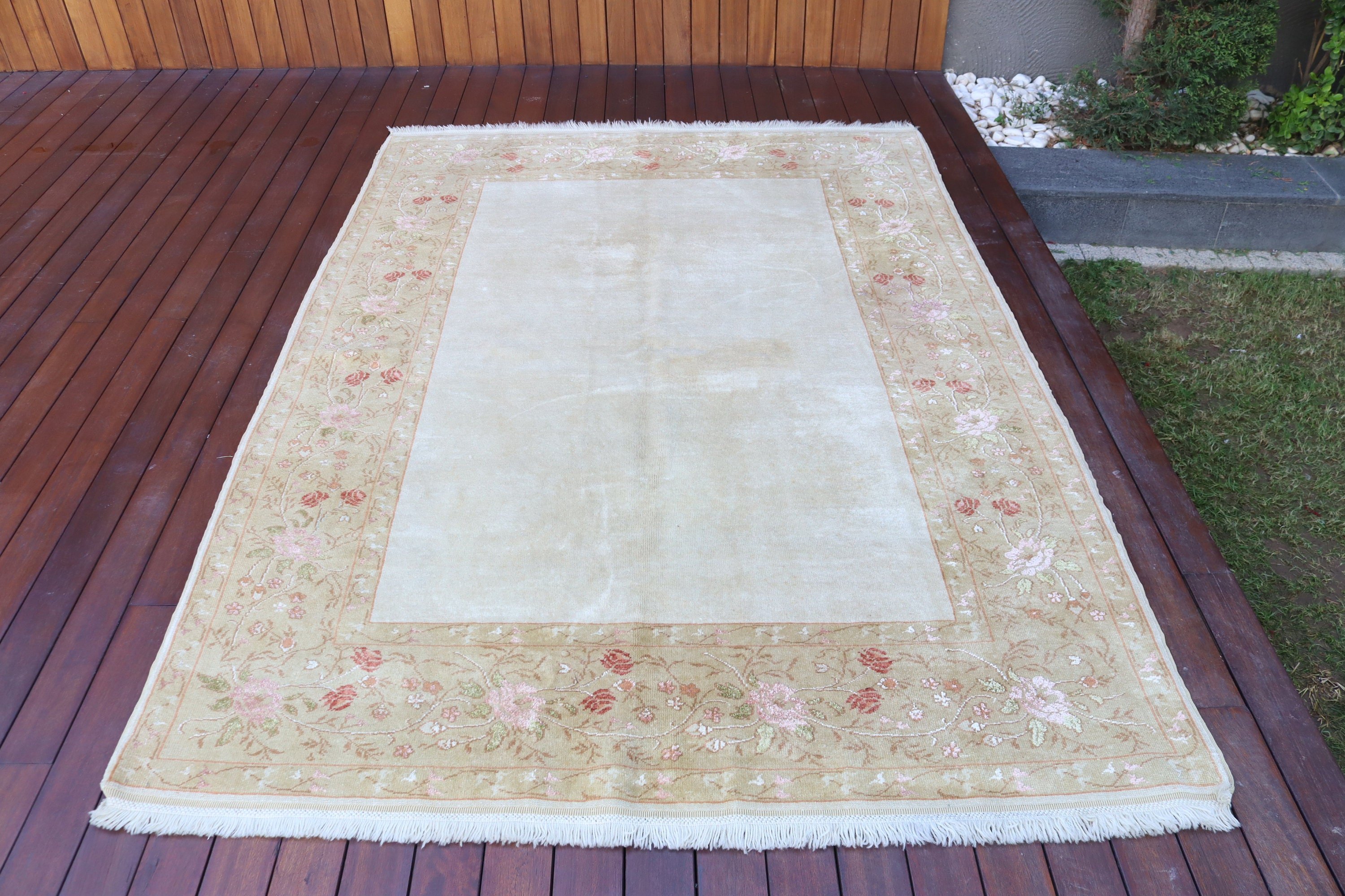 Vintage Rug, Living Room Rug, 5.3x7.6 ft Large Rug, Turkish Rug, Neutral Rug, Dining Room Rug, Modern Rug, Beige Statement Rug, Exotic Rug