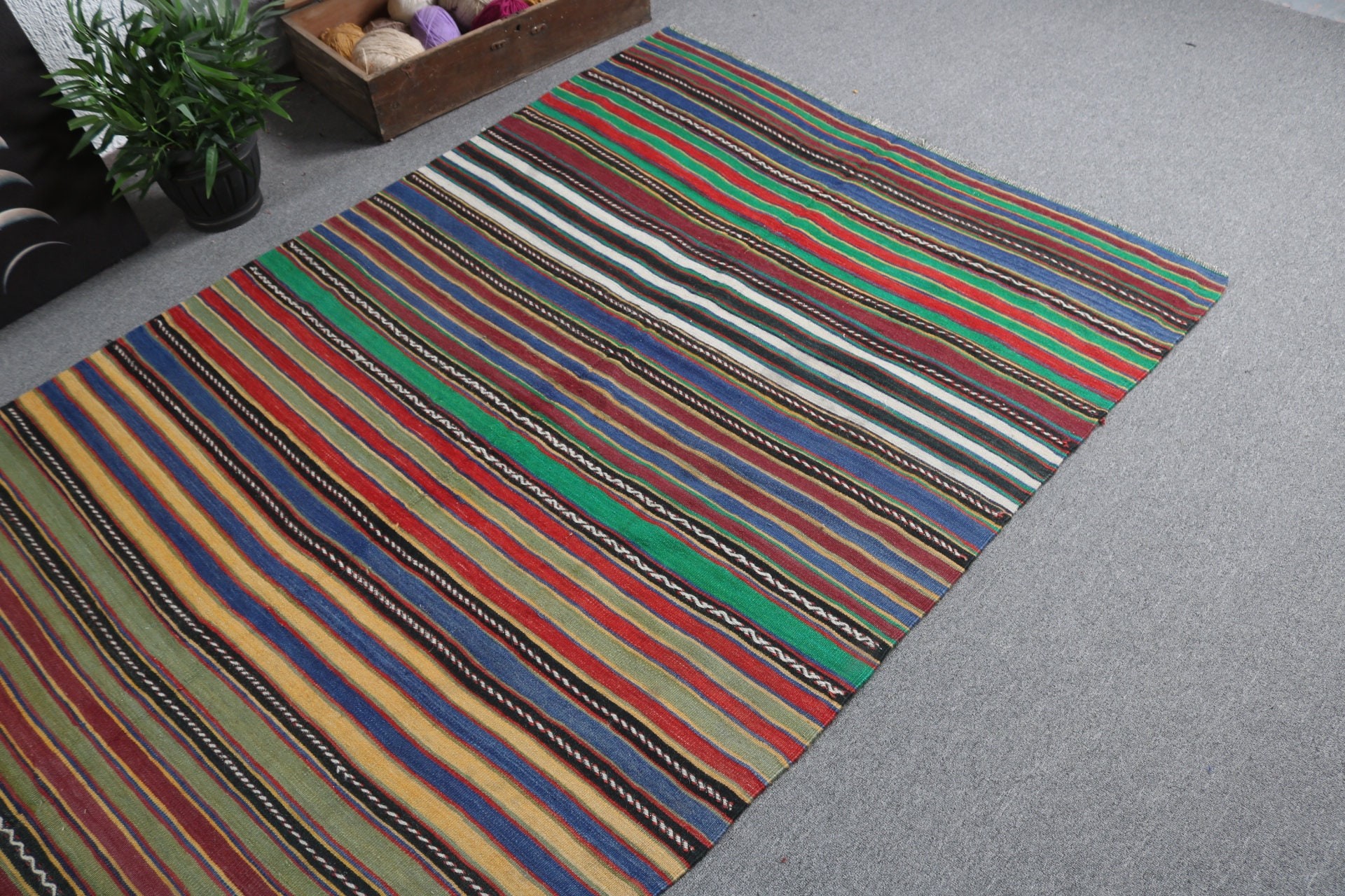 Açıklama Halısı, 4.4x12.1 ft Runner Halıları, Yün Halıları, Yeşil Boho Halıları, Türk Halıları, Uzun Yolluk Halıları, Kilim, Vintage Halı, Vintage Runner Halıları