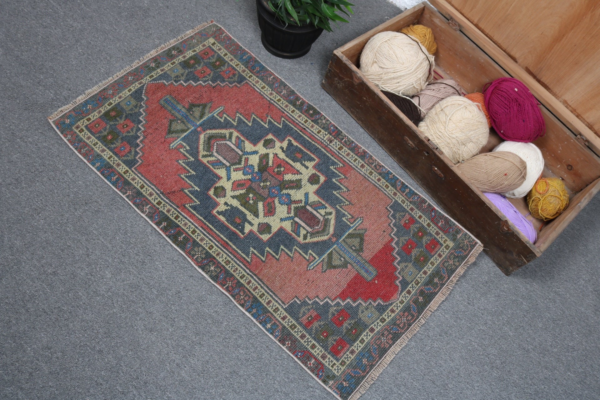 1.9x3.3 ft Small Rugs, Blue Neutral Rug, Vintage Rug, Kitchen Rugs, Wall Hanging Rugs, Moroccan Rugs, Geometric Rug, Turkish Rugs