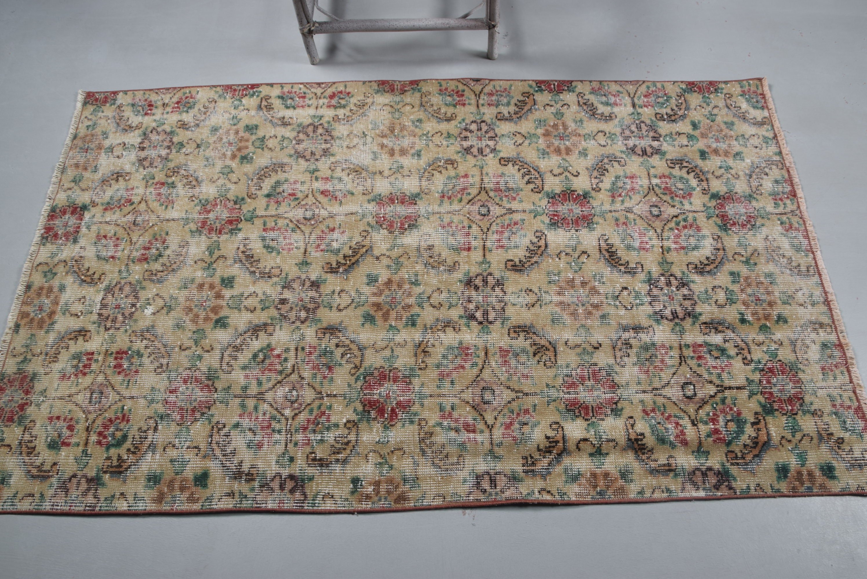 3,6x5,7 ft Accent Halı, Kırmızı Anadolu Halıları, Mutfak Halıları, Mutfak Halıları, Oushak Halısı, Türk Halıları, Vintage Halı, Yer Halısı, Çocuk Halısı