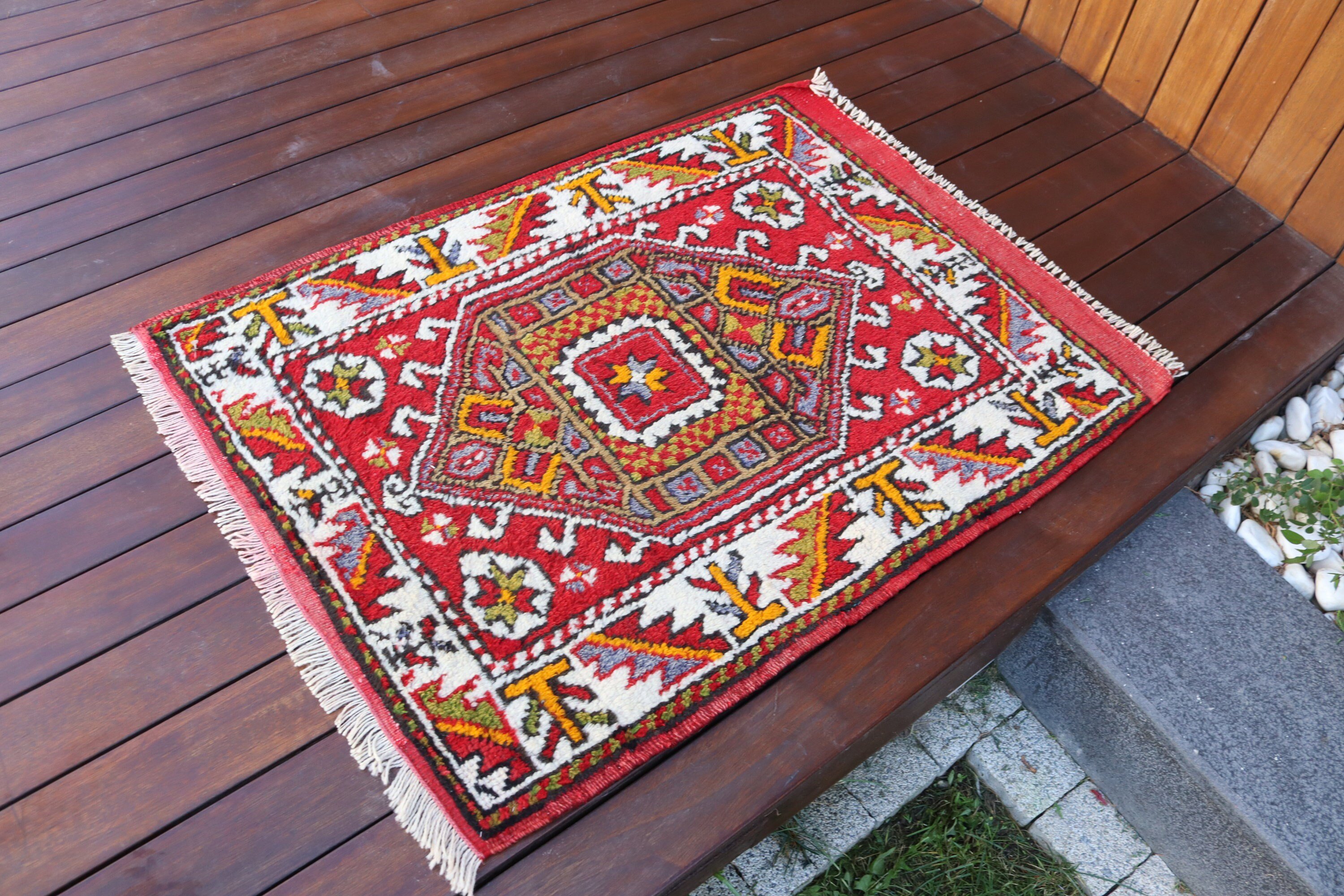 Etnik Halı, Giriş Halıları, Küçük Vintage Halılar, 2,5x3,3 ft Küçük Halılar, Vintage Halılar, Türk Halısı, Kırmızı Ev Dekor Halısı, Oryantal Halılar, Boho Halıları