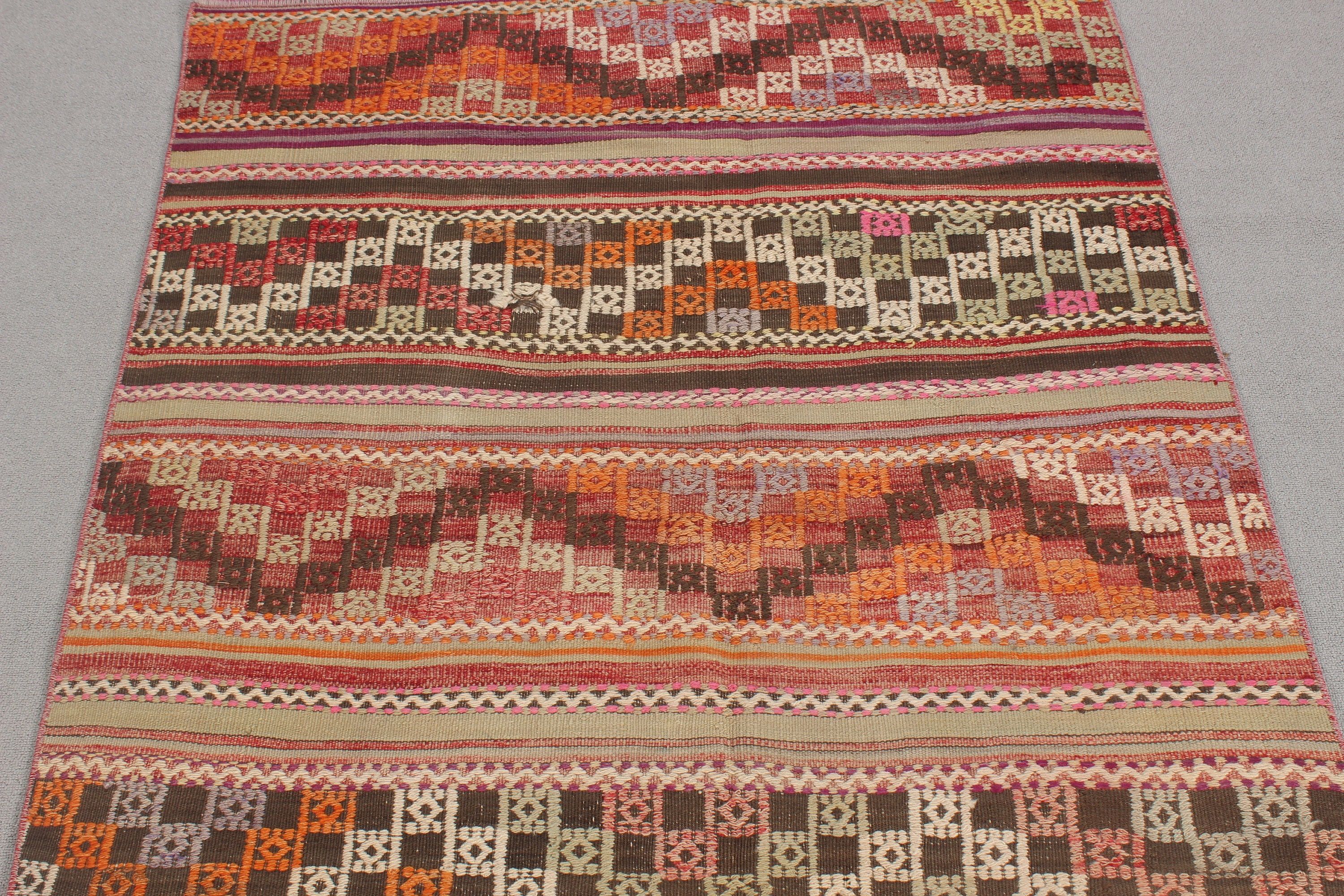 Mutfak Halısı, Giriş Halısı, 3,7x5,3 ft Aksan Halıları, Boho Halısı, Çocuk Halıları, Kilim, Lüks Halılar, Türk Halısı, Vintage Halı, Turuncu Anadolu Halısı