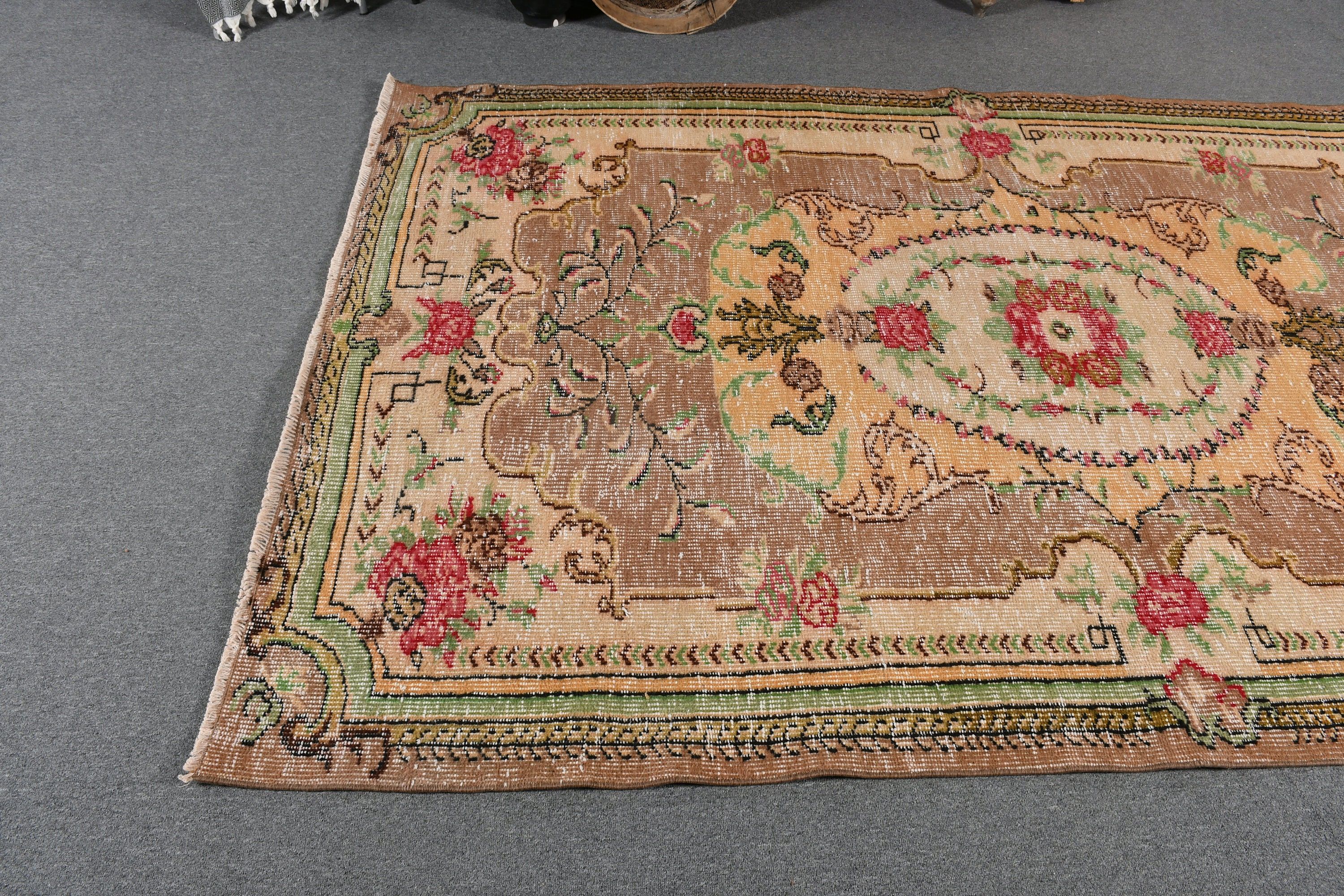 5.3x8.4 ft Büyük Halılar, Mutfak Halısı, Soluk Halı, Oturma Odası Halısı, Türk Halısı, Vintage Halı, Fas Halısı, Yemek Odası Halısı, Turuncu Soğuk Halı