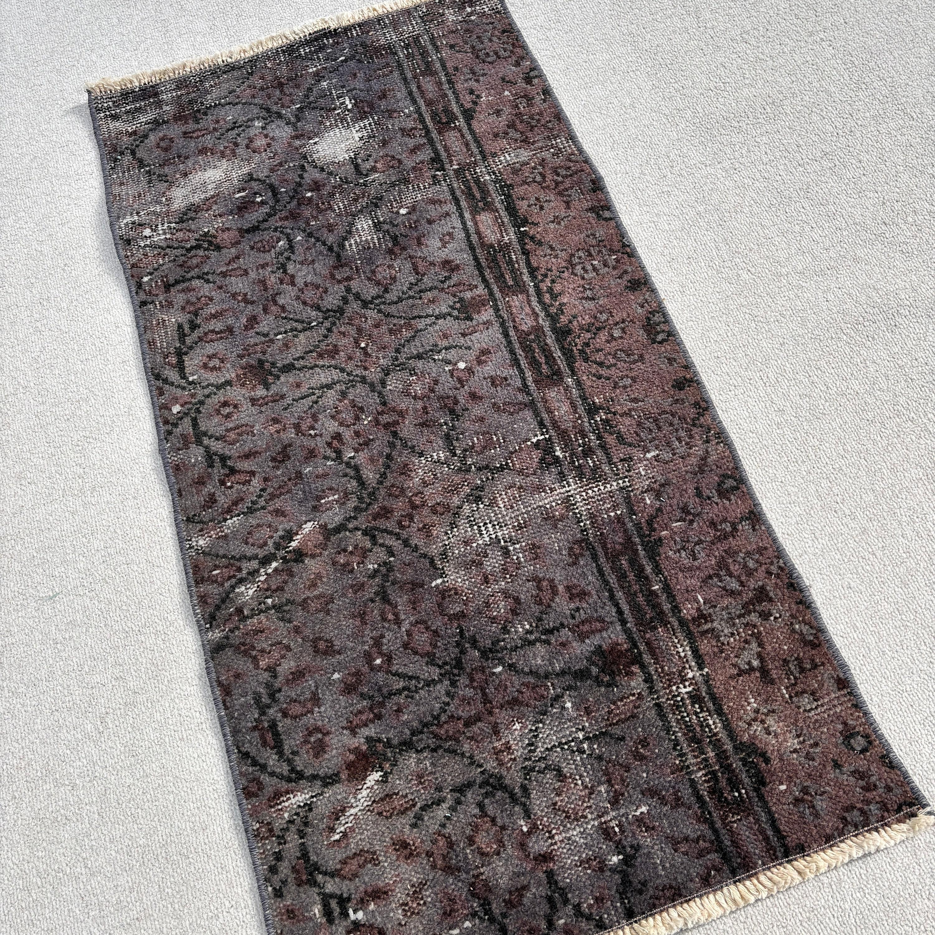 Türk Halıları, 1.6x3.2 ft Küçük Halılar, Gri Soğuk Halılar, Banyo Halısı, Mutfak Halıları, Vintage Halılar, Küçük Vintage Halı, Nötr Halılar, Etnik Halılar