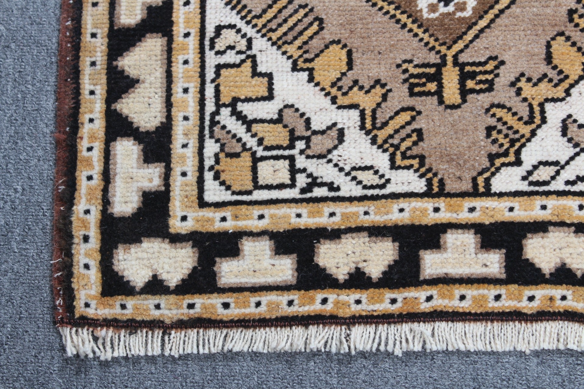 Vintage Rug, Turkish Rugs, 1.7x3.3 ft Small Rug, Car Mat Rug, Kitchen Rugs, Brown Antique Rugs, Cute Rug, Wall Hanging Rug, Anatolian Rug