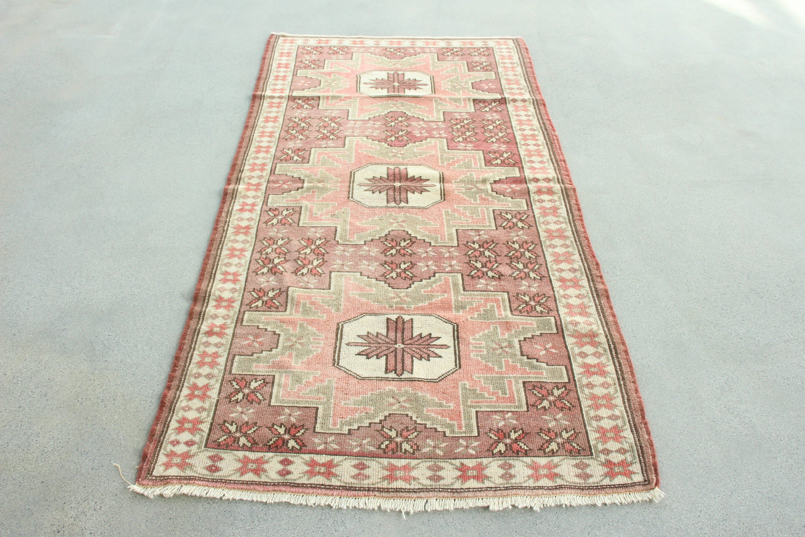 Çocuk Odası Halısı, 3,4x6,7 ft Aksan Halısı, Vintage Halılar, Gökkuşağı Fas Halıları, Türk Halısı, Geometrik Halılar, El Dokuma Halı, Çocuk Odası Halıları