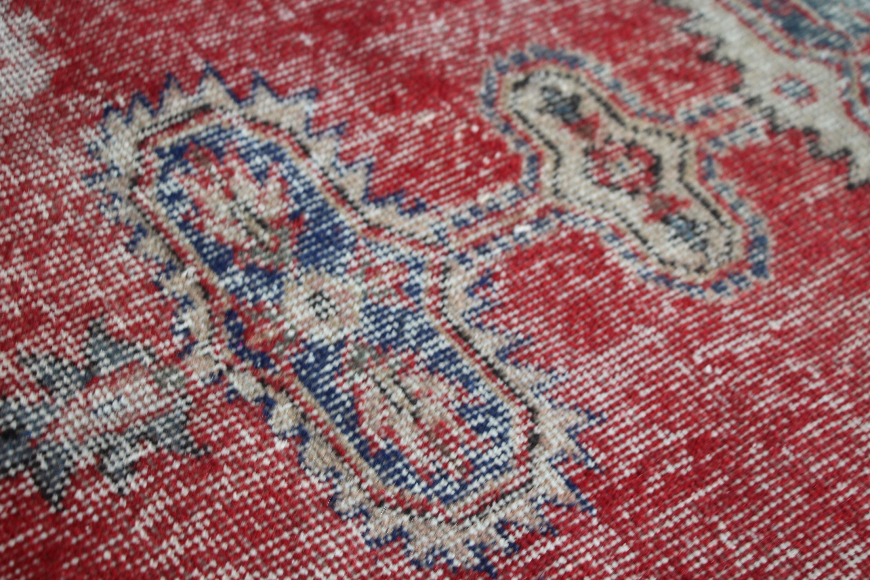 Vintage Rug, Floor Rug, Antique Rugs, Nursery Rugs, Bedroom Rug, Rugs for Bedroom, 2.7x6.5 ft Accent Rugs, Red Cool Rug, Turkish Rugs