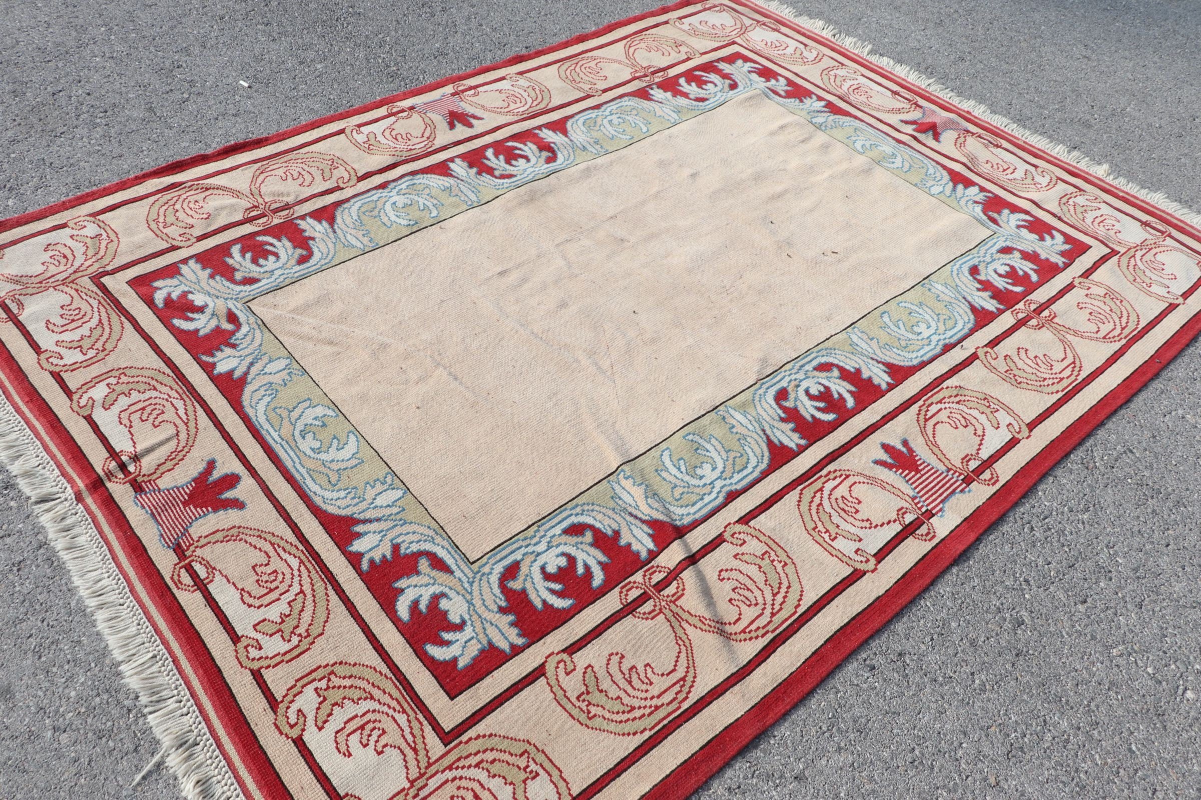 Bedroom Rug, Beige Wool Rug, 5.8x7.9 ft Large Rug, Kitchen Rug, Turkish Rug, Living Room Rug, Cool Rugs, Decorative Rug, Vintage Rugs