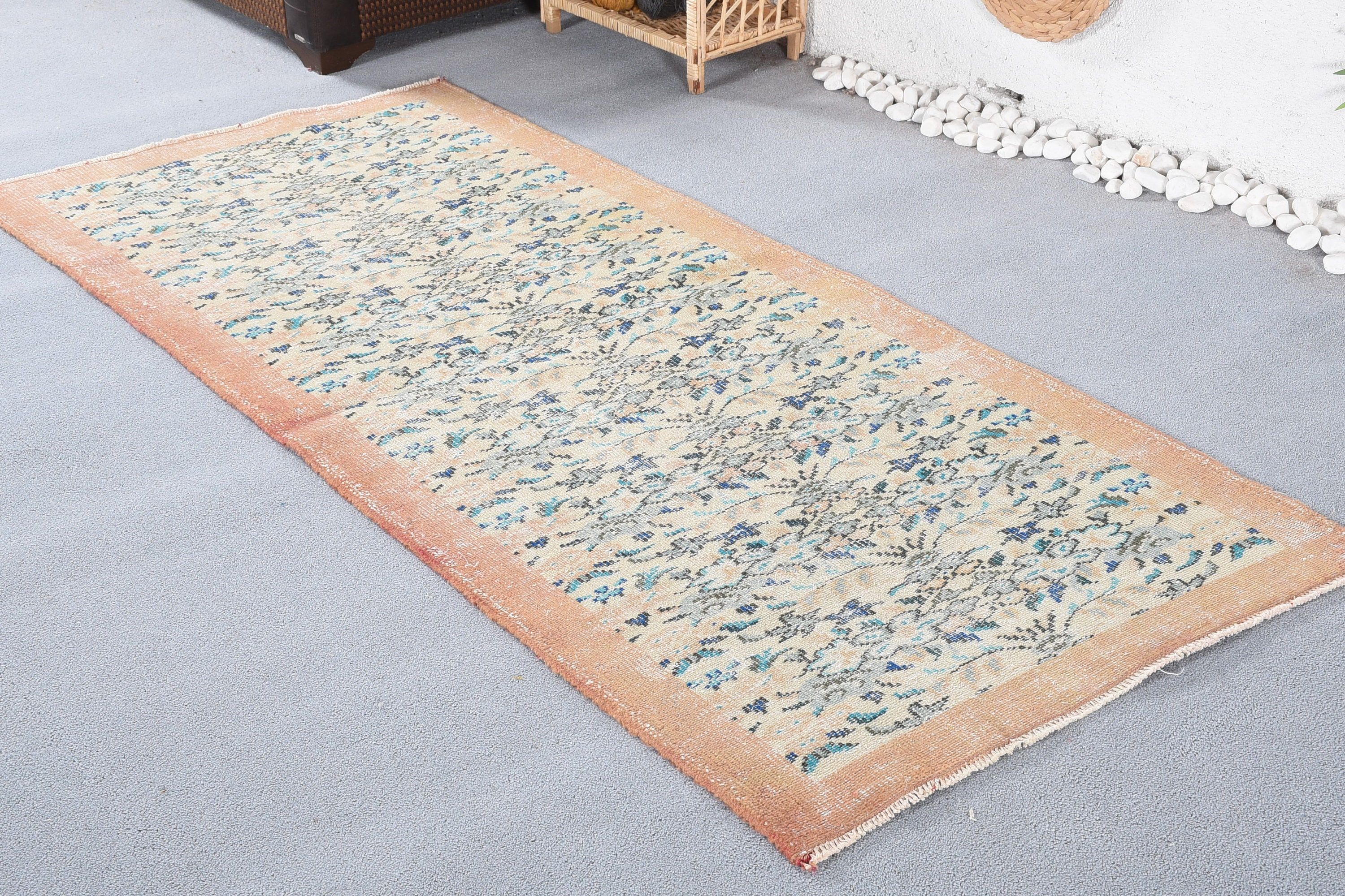 Vintage Rug, Brown Moroccan Rug, Rugs for Nursery, Entry Rugs, Turkish Rugs, Floor Rug, 3.1x7.1 ft Accent Rug, Antique Rug, Nursery Rug