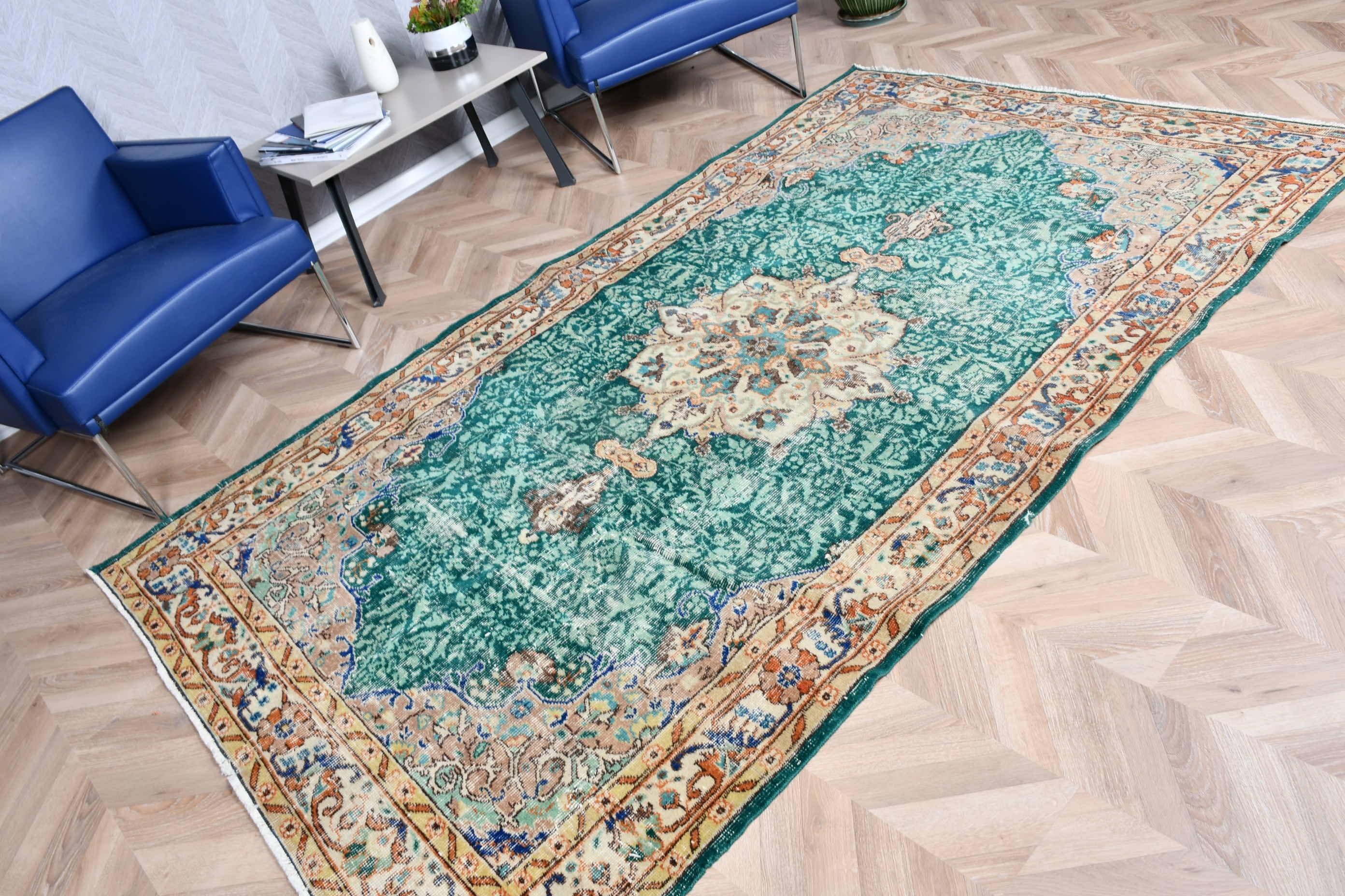 Floor Rugs, Bedroom Rugs, Vintage Rug, Dining Room Rug, 5.1x8.5 ft Large Rug, Turkish Rug, Green Anatolian Rug, Cool Rugs, Turkey Rug