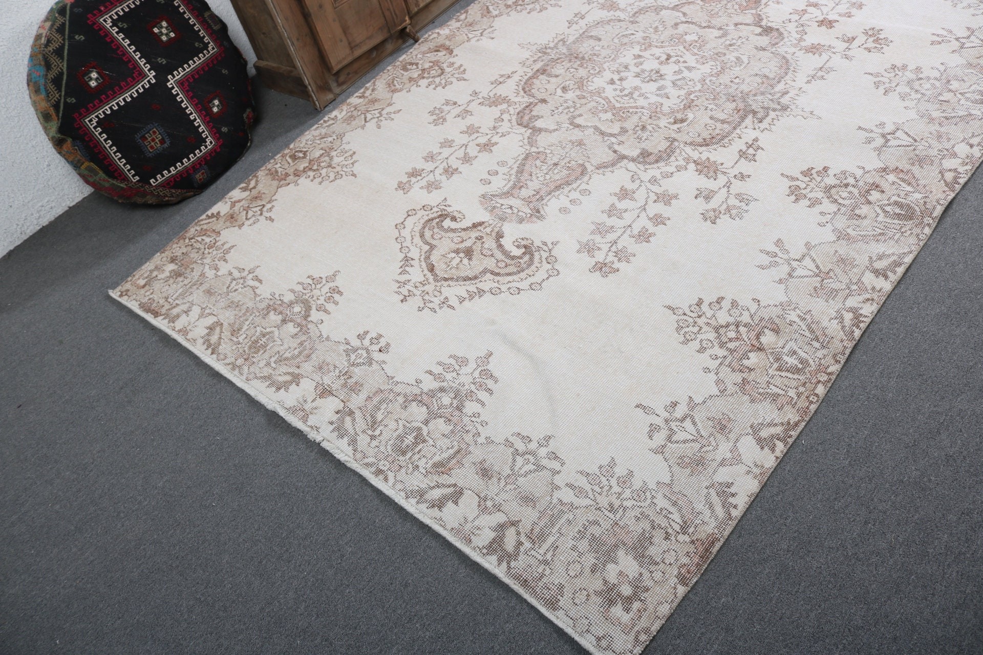 Beige Boho Rugs, Living Room Rug, Home Decor Rug, Turkish Rugs, Vintage Rug, 5.6x9.2 ft Large Rugs, Large Vintage Rug